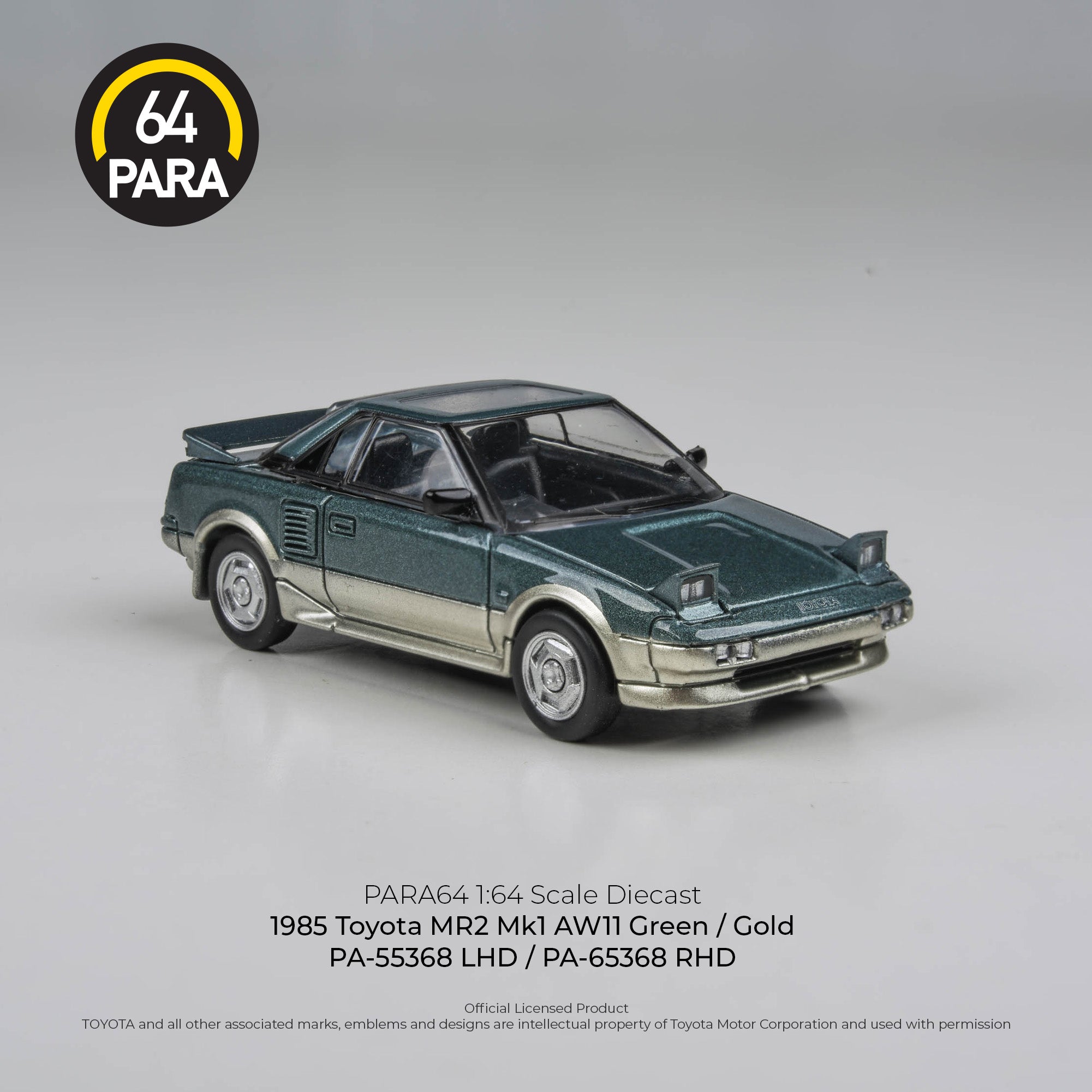Para64 1/64 1985 Toyota MR2 MK1 AW11 Green/ Gold PA55368 Diecast Scale Model Car