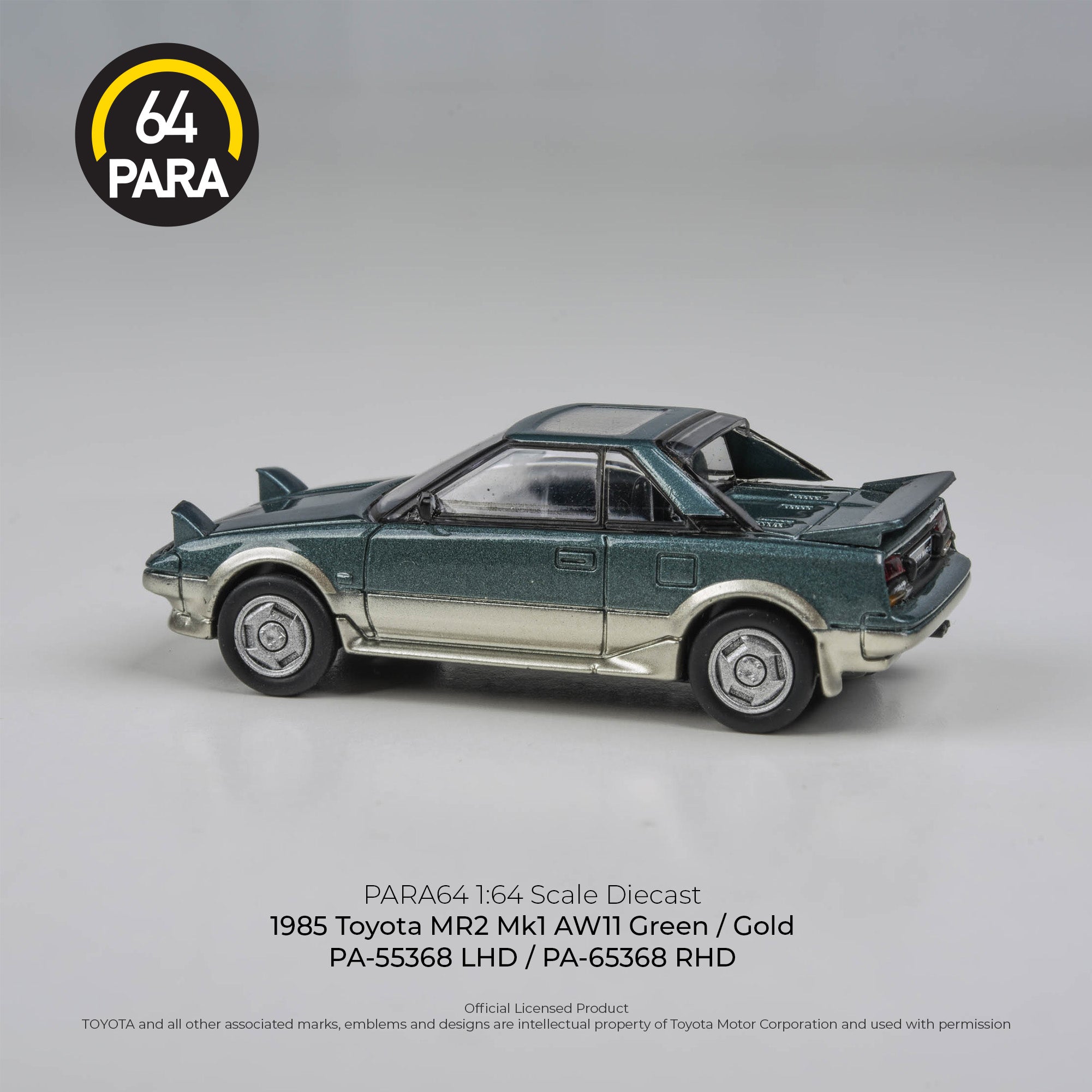 Para64 1/64 1985 Toyota MR2 MK1 AW11 Green/ Gold PA55368 Diecast Scale Model Car