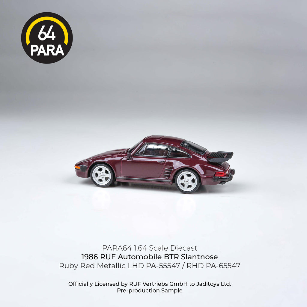 Para64 1/64 1986 RUF Automoblie BTR Slantnose Ruby Red Metallic PA55547 Diecast Scale Model Car