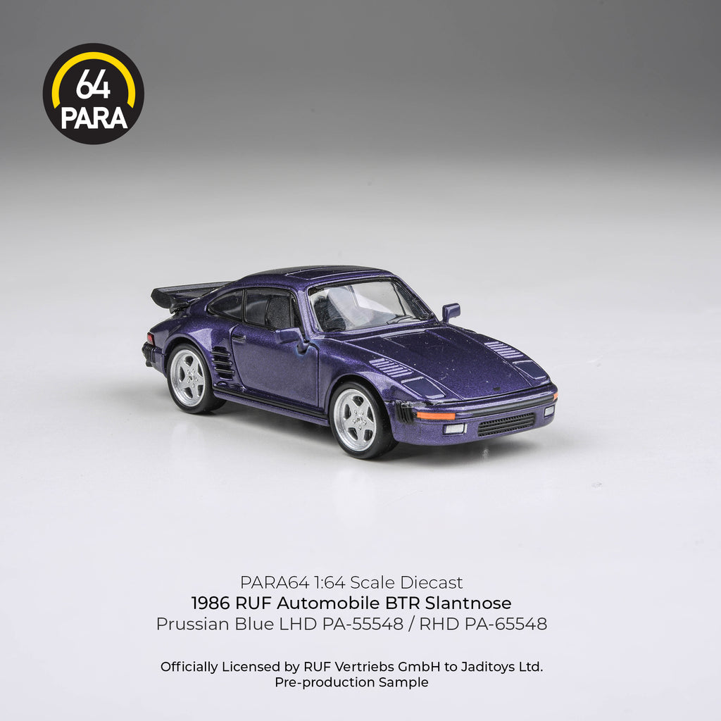 Para64 1/64 1986 RUF Automobile BTR Slantnose Prussian Blue PA55548 Diecast Scale Model Car