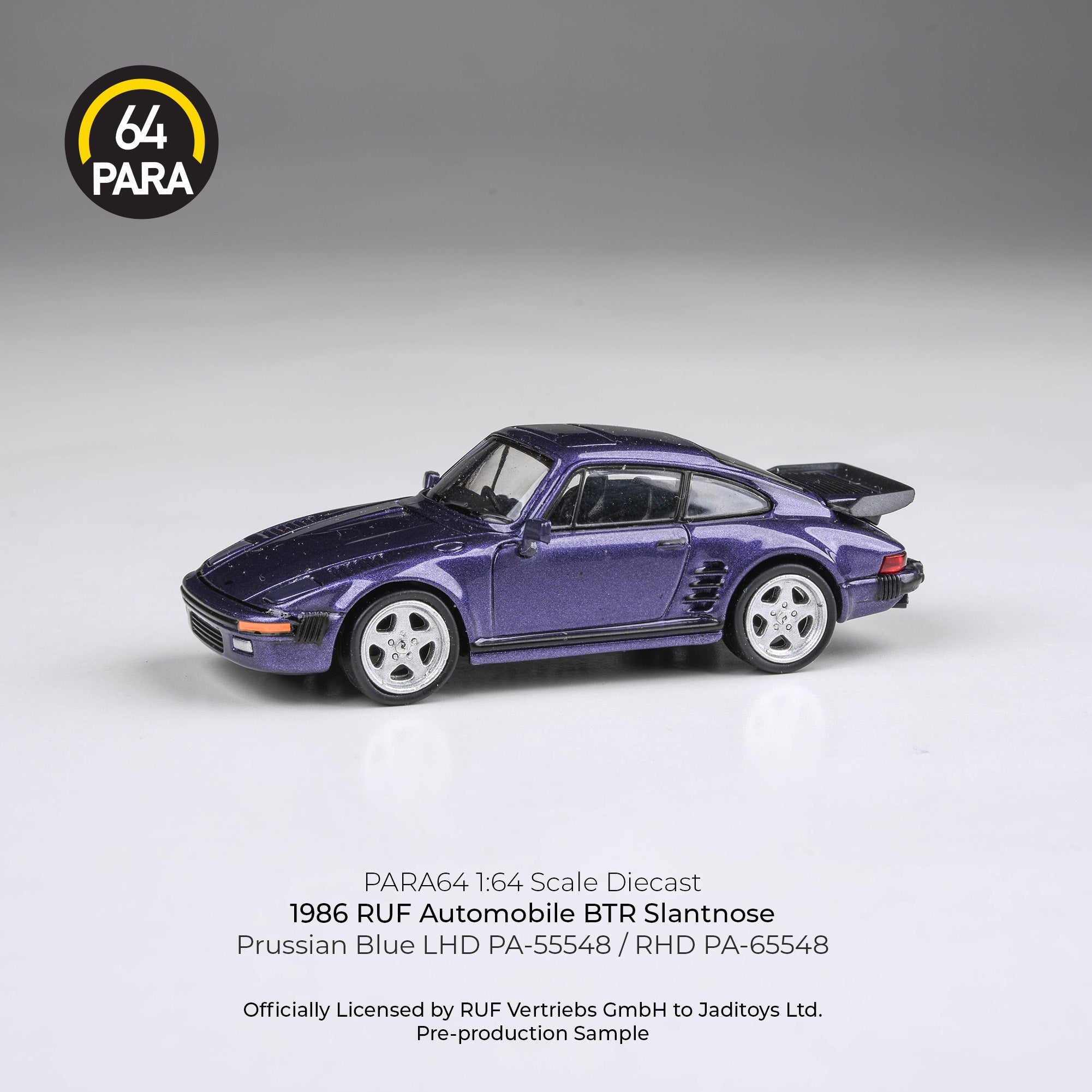 Para64 1/64 1986 RUF Automobile BTR Slantnose Prussian Blue PA55548 Diecast Scale Model Car