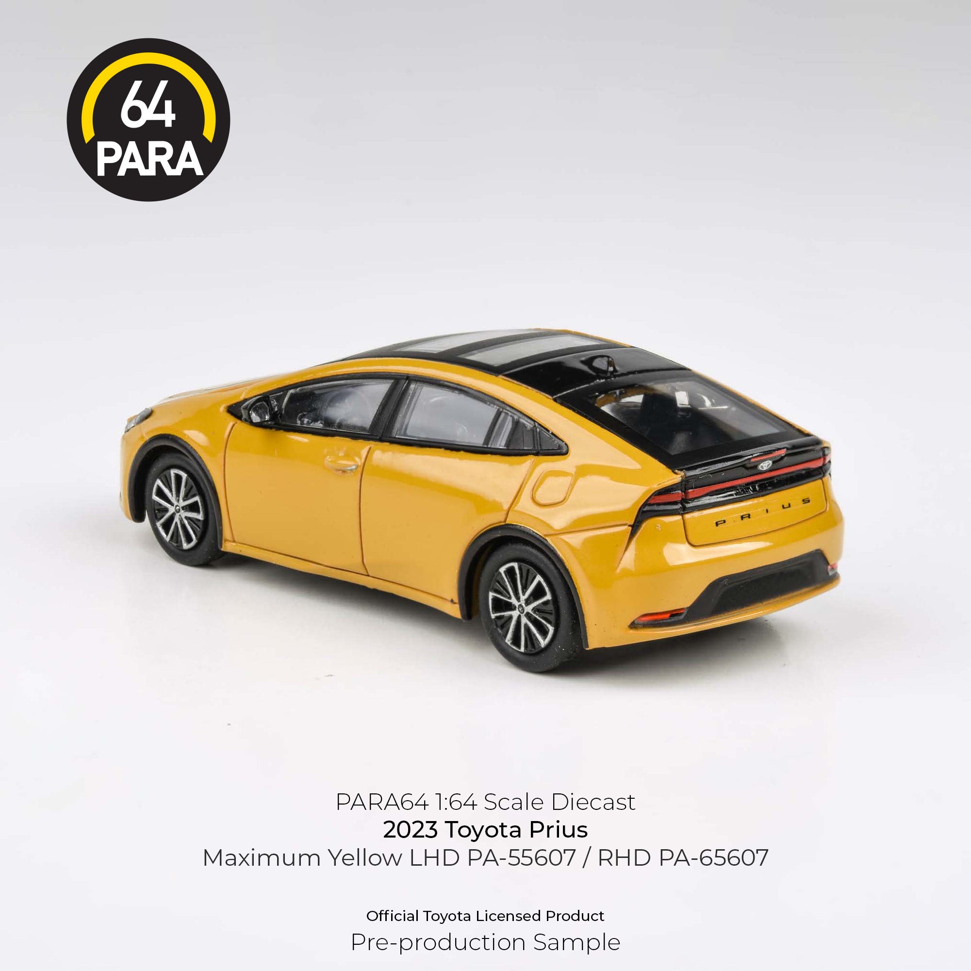 Para64 1/64 2023 Toyota Prius Maximum Yellow PA55607 Diecast Scale Model Car
