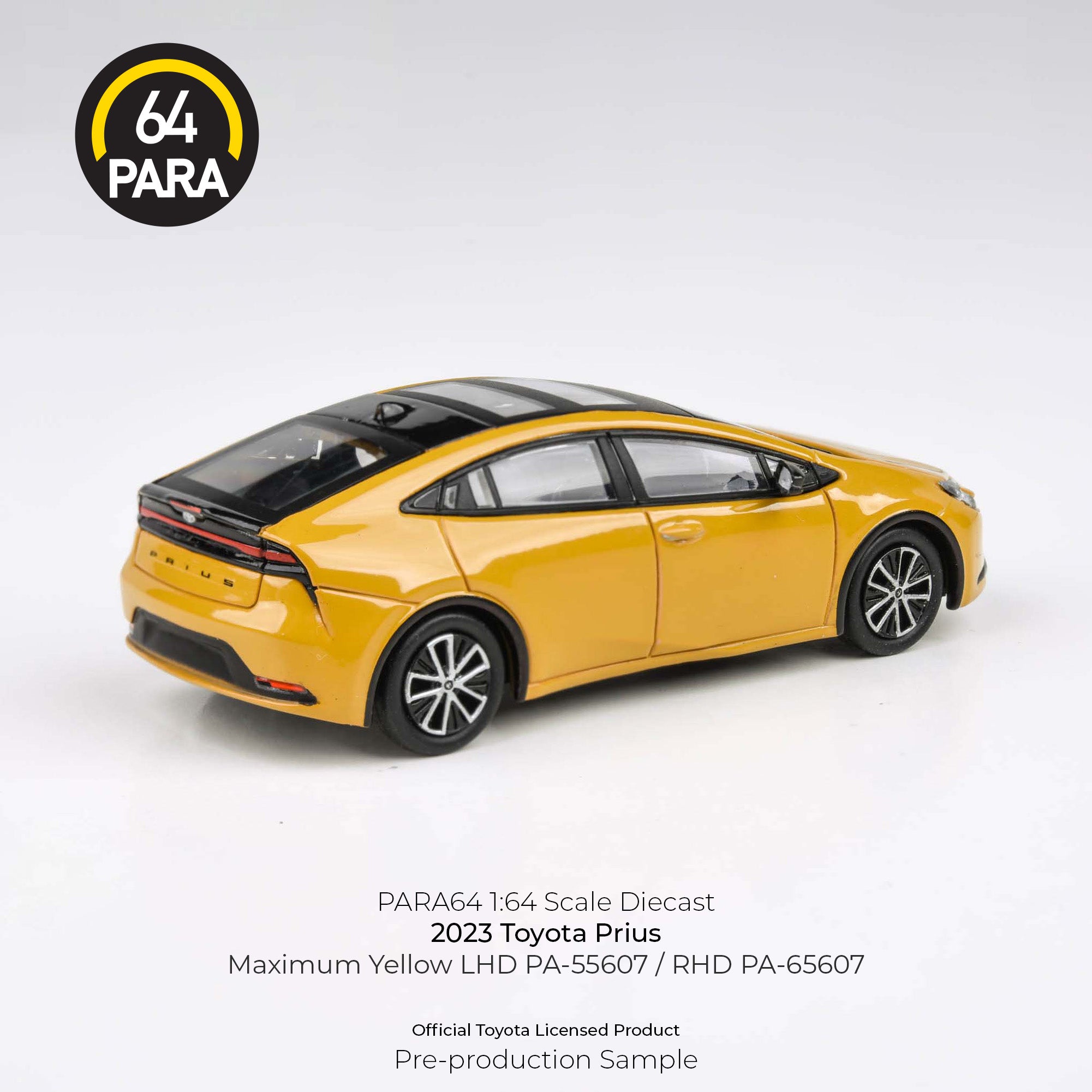 Para64 1/64 2023 Toyota Prius Maximum Yellow PA55607 Diecast Scale Model Car