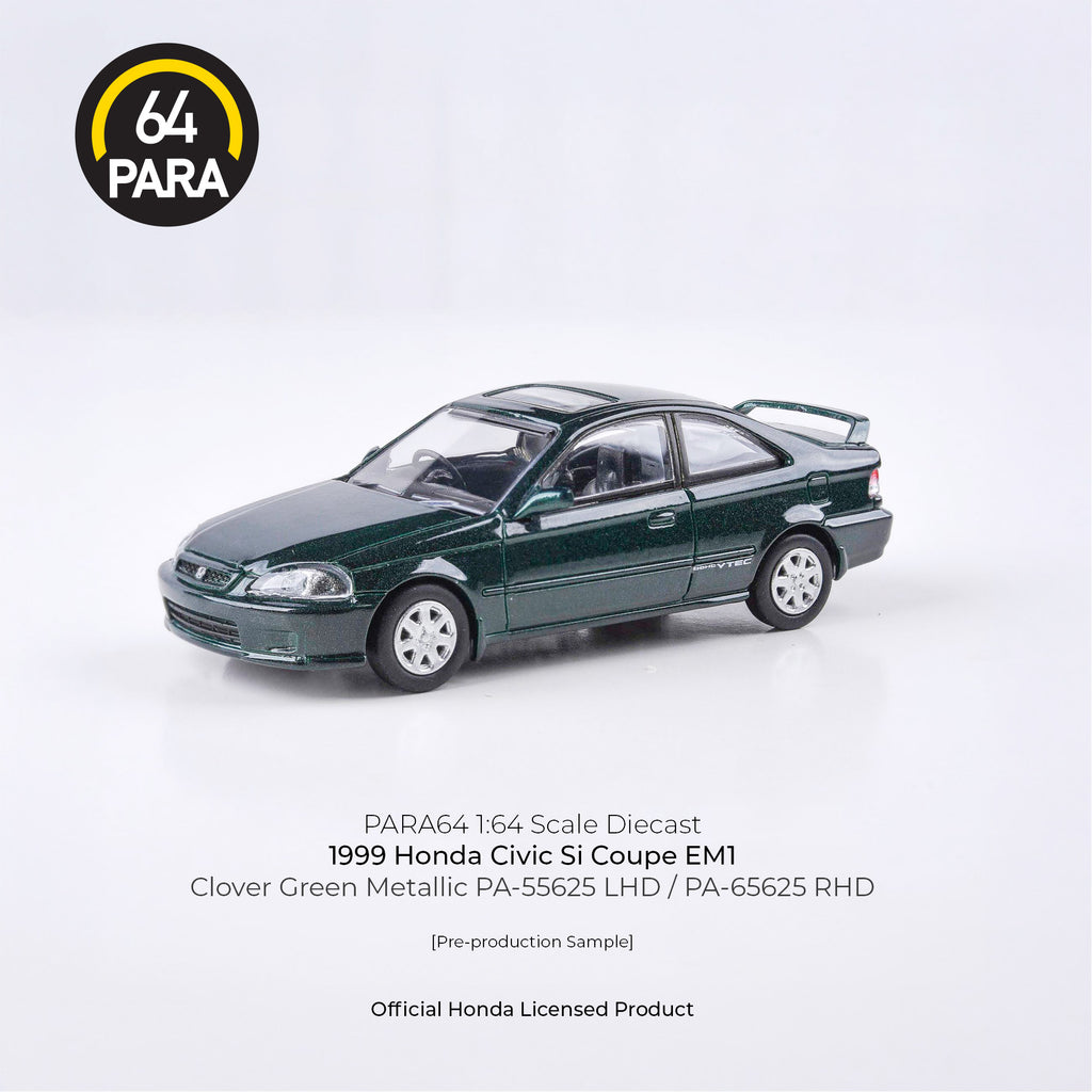 Para64 1/64 1999 Honda Civic Coupe EM1 Clover Green Pearl Metallic PA55625 Diecast Scale Model Car