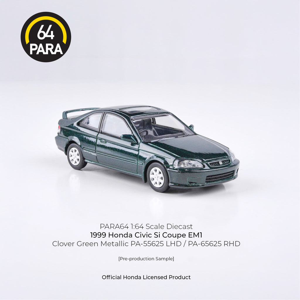 Para64 1/64 1999 Honda Civic Coupe EM1 Clover Green Pearl Metallic PA55625 Diecast Scale Model Car
