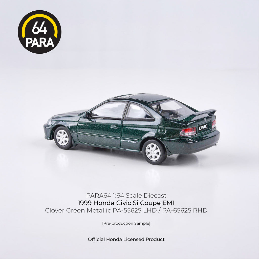 Para64 1/64 1999 Honda Civic Coupe EM1 Clover Green Pearl Metallic PA55625 Diecast Scale Model Car