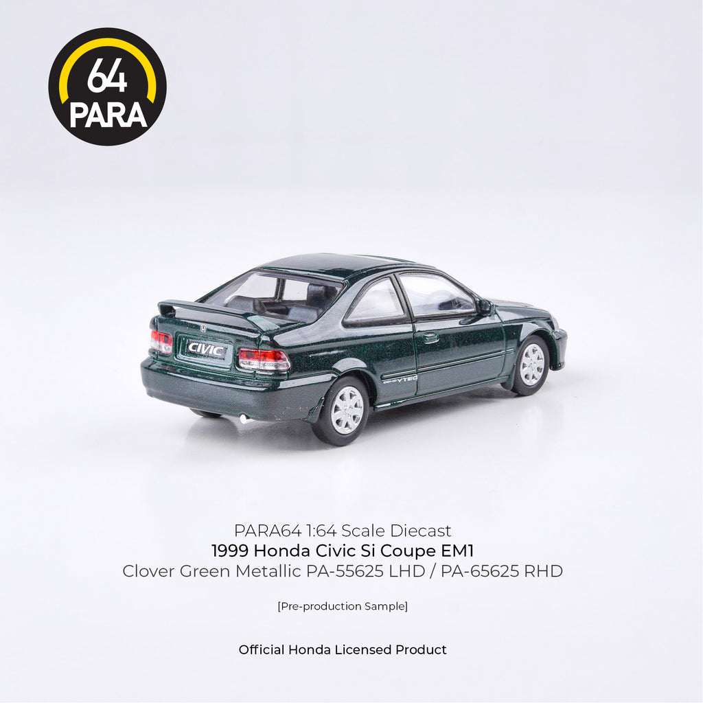 Para64 1/64 1999 Honda Civic Coupe EM1 Clover Green Pearl Metallic PA55625 Diecast Scale Model Car
