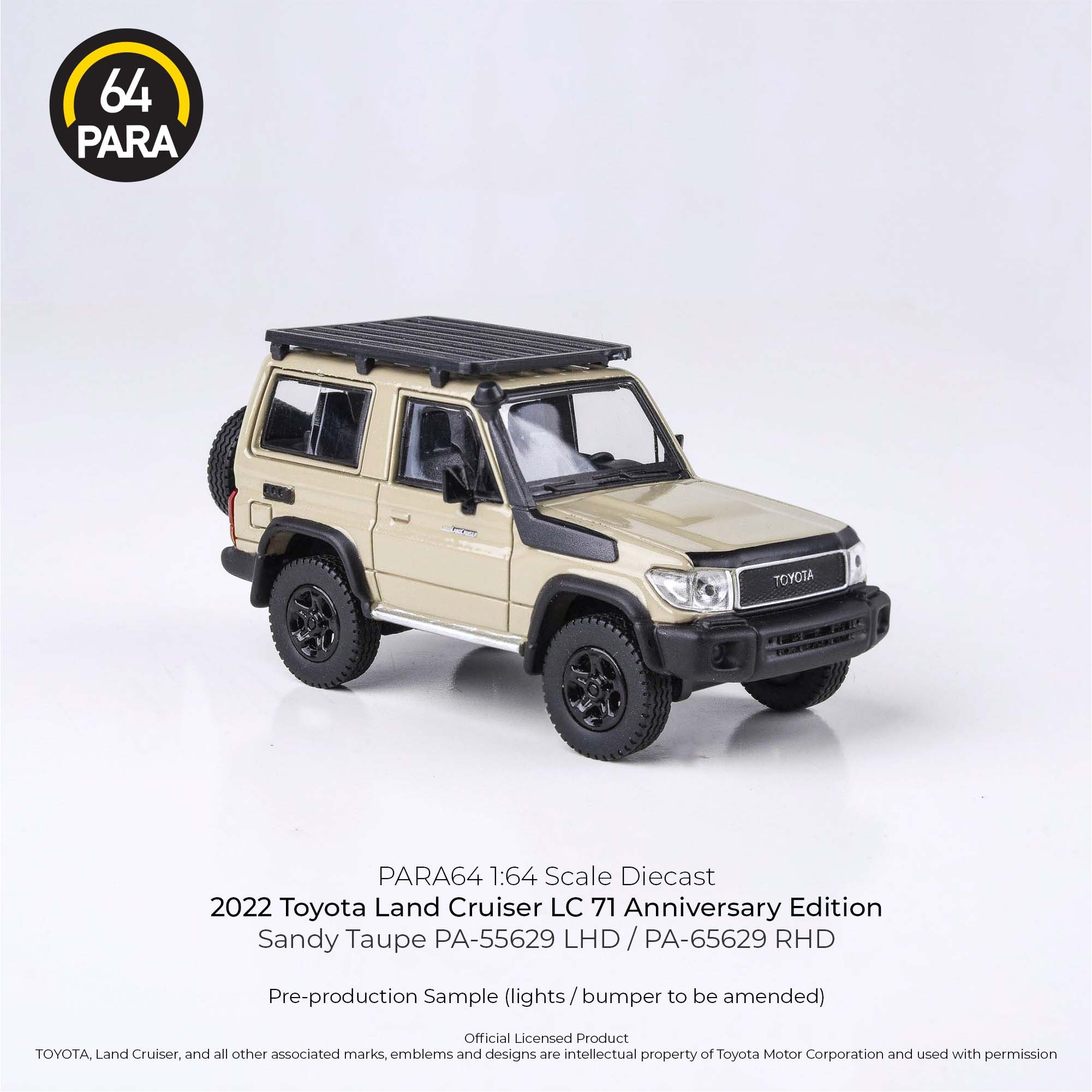Para64 1/64 2022 Toyota Land Cruiser LC71 Anniversary Edition Sandy Taupe PA55568 Diecast Scale Model Car