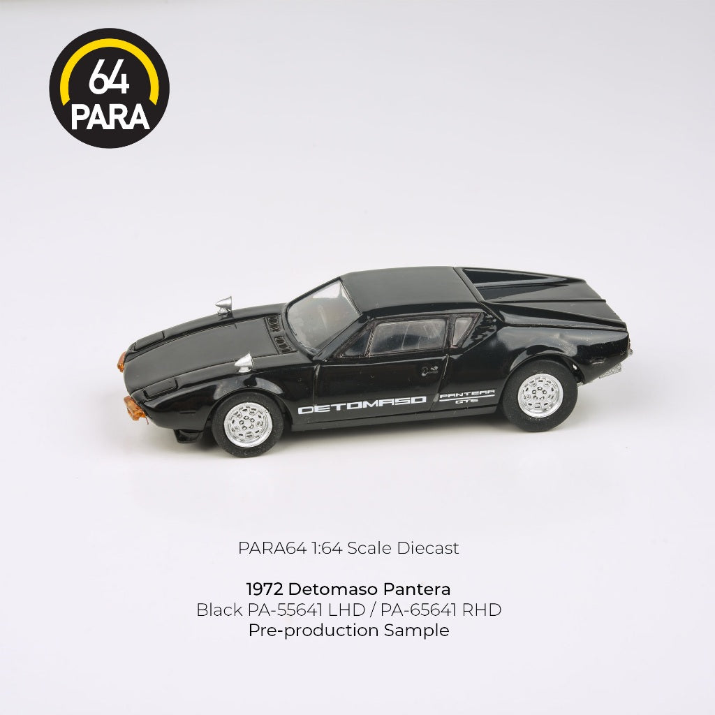 Para64 1/64 1972 DeTomaso Pantera Black PA55641 Diecast Scale Model Car