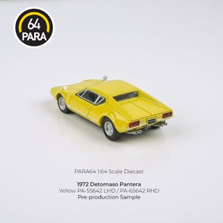 Para64 1/64 1972 DeTomaso Pantera Yellow PA55642 Diecast Scale Model Car