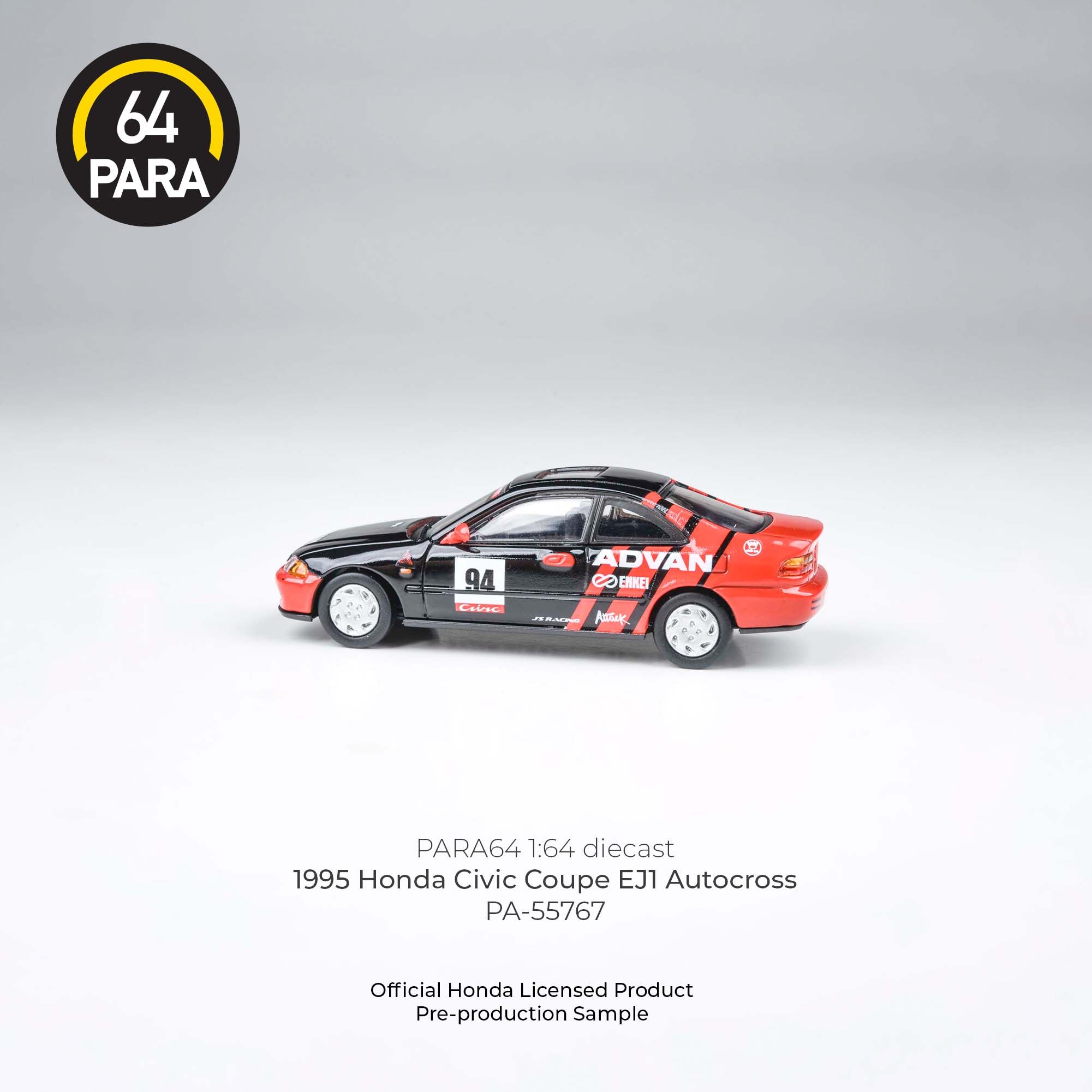 Para64 1/64 1995 Honda Civic Coupe EJ1 Autocross Advan PA55767 Diecast Scale Model Car