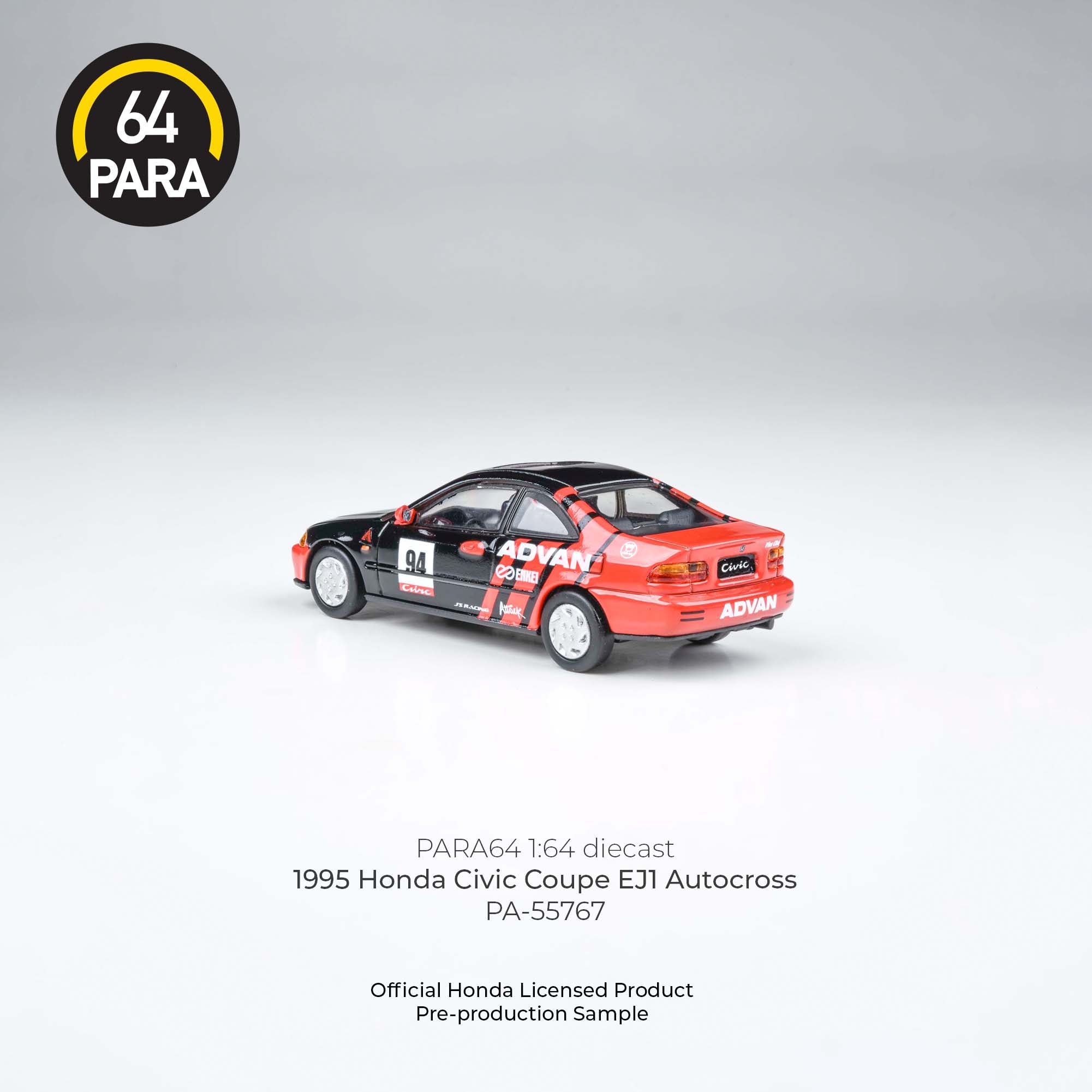 Para64 1/64 1995 Honda Civic Coupe EJ1 Autocross Advan PA55767 Diecast Scale Model Car