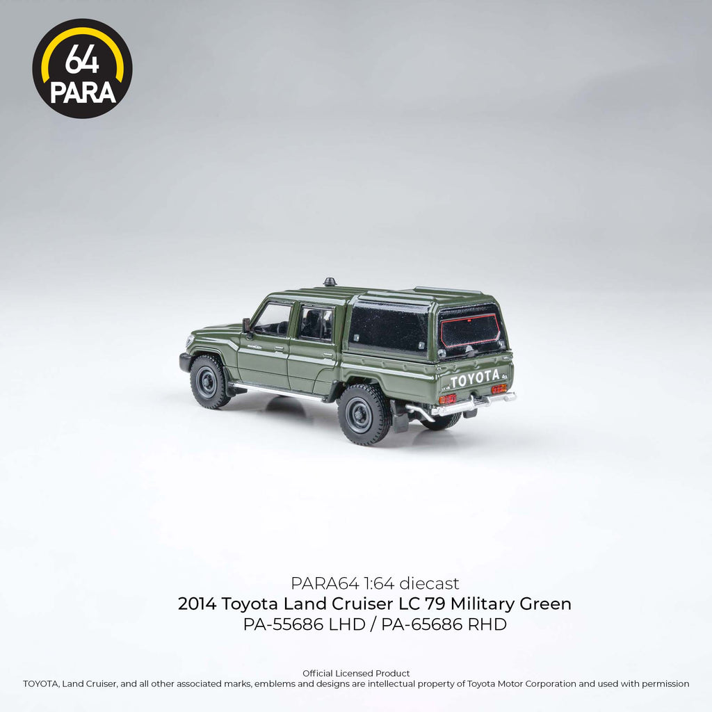 Para64 1/64 2014 Toyota Land Cruiser LC79 Military Green PA55686 Diecast Scale Model Car