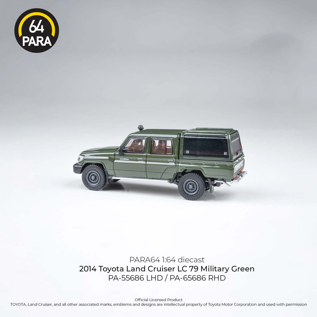 Para64 1/64 2014 Toyota Land Cruiser LC79 Military Green PA55686 Diecast Scale Model Car