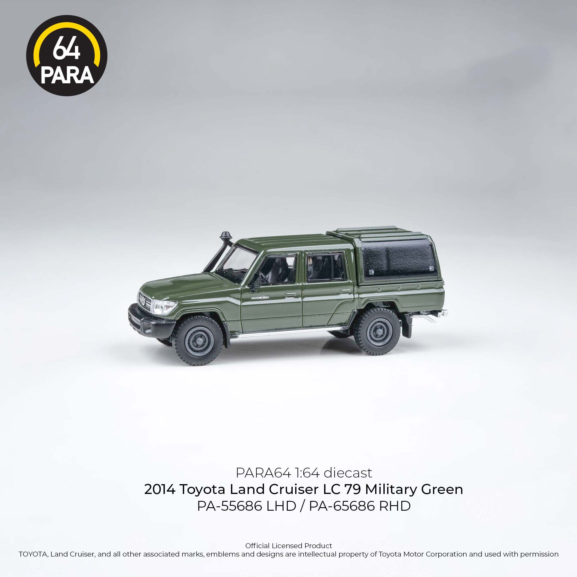 Para64 1/64 2014 Toyota Land Cruiser LC79 Military Green PA55686 Diecast Scale Model Car