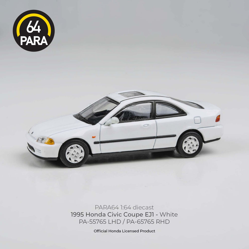 Para64 1/64 1995 Honda Civic Coupe EJ1 – White PA55765 Diecast Scale Model Car