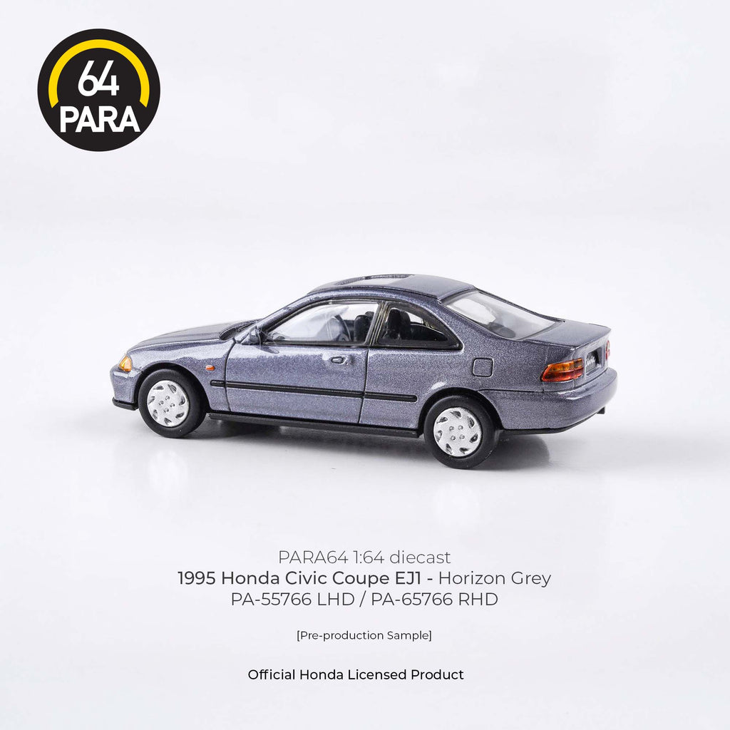 Para64 1/64 1995 Honda Civic Coupe EJ1 Horizon Gray PA55766 Diecast Scale Model Car