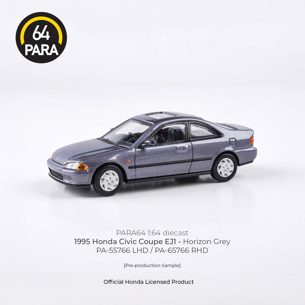 Para64 1/64 1995 Honda Civic Coupe EJ1 Horizon Gray PA55766 Diecast Scale Model Car