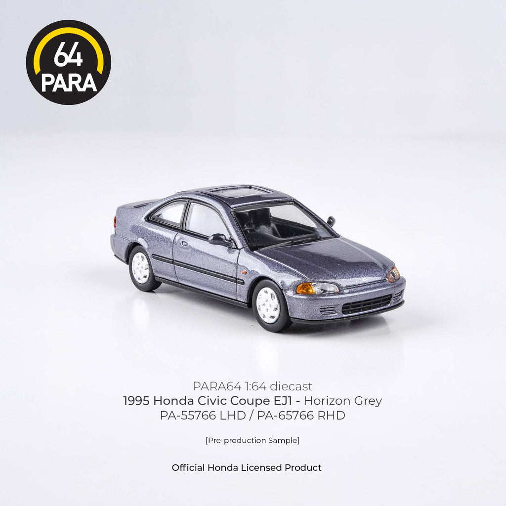 Para64 1/64 1995 Honda Civic Coupe EJ1 Horizon Gray PA55766 Diecast Scale Model Car