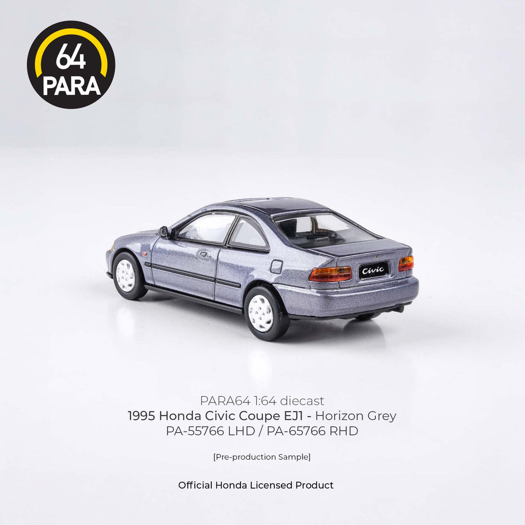 Para64 1/64 1995 Honda Civic Coupe EJ1 Horizon Gray PA55766 Diecast Scale Model Car