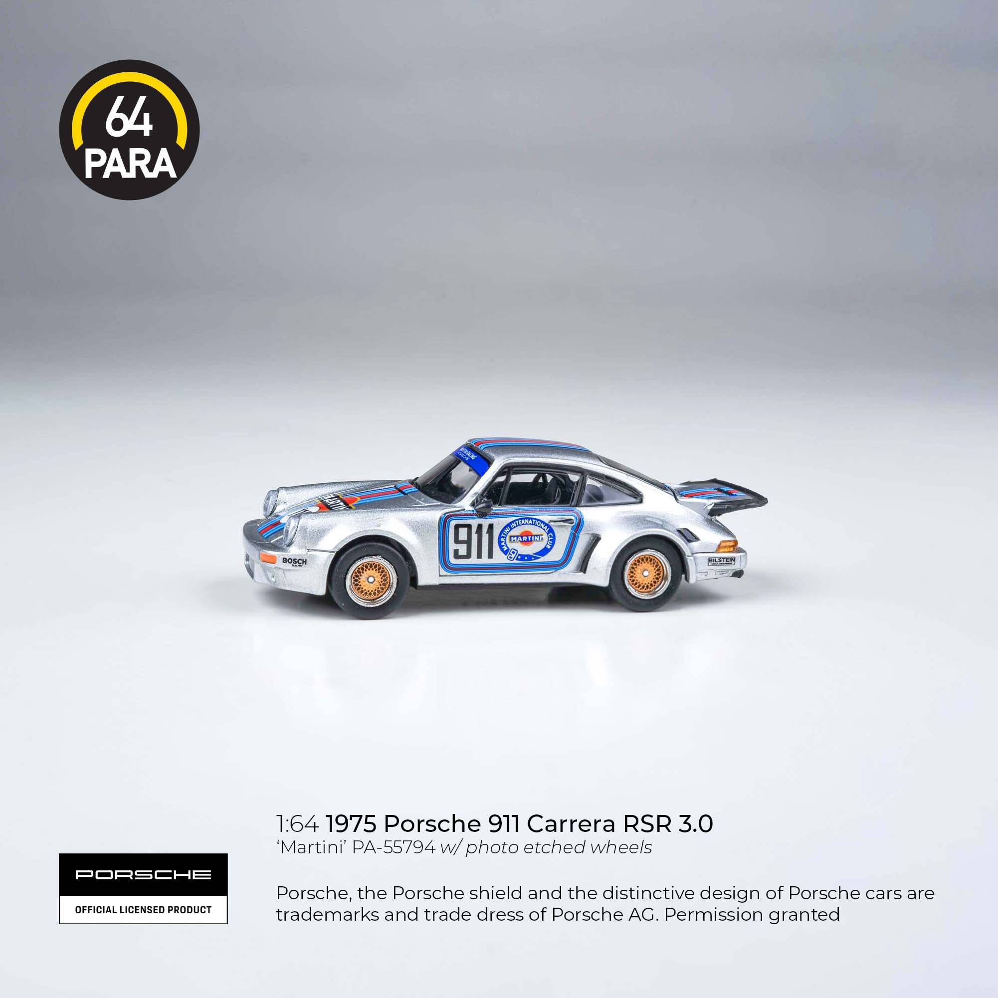 Para64 1/64 1975 PORSCHE 911 Carrera RSR 3.0 Martini PA55794 Diecast Scale Model Car