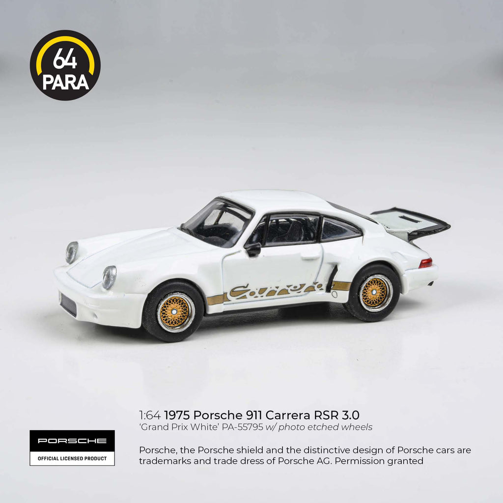 Para64 1/64 1975 Porsche 911 Carrera RSR 3.0 ‘Grand Prix White’ PA55795 Diecast Scale Model Car