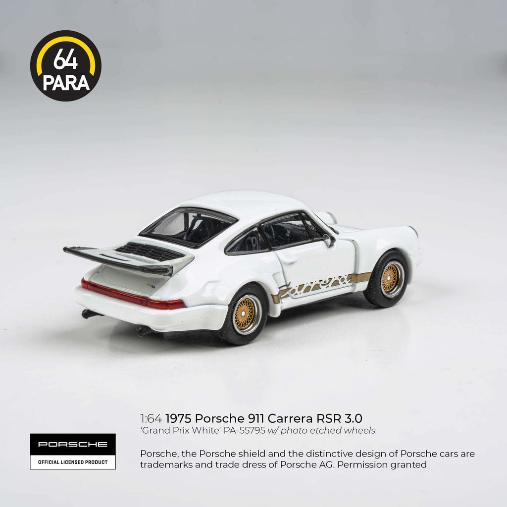 Para64 1/64 1975 Porsche 911 Carrera RSR 3.0 ‘Grand Prix White’ PA55795 Diecast Scale Model Car