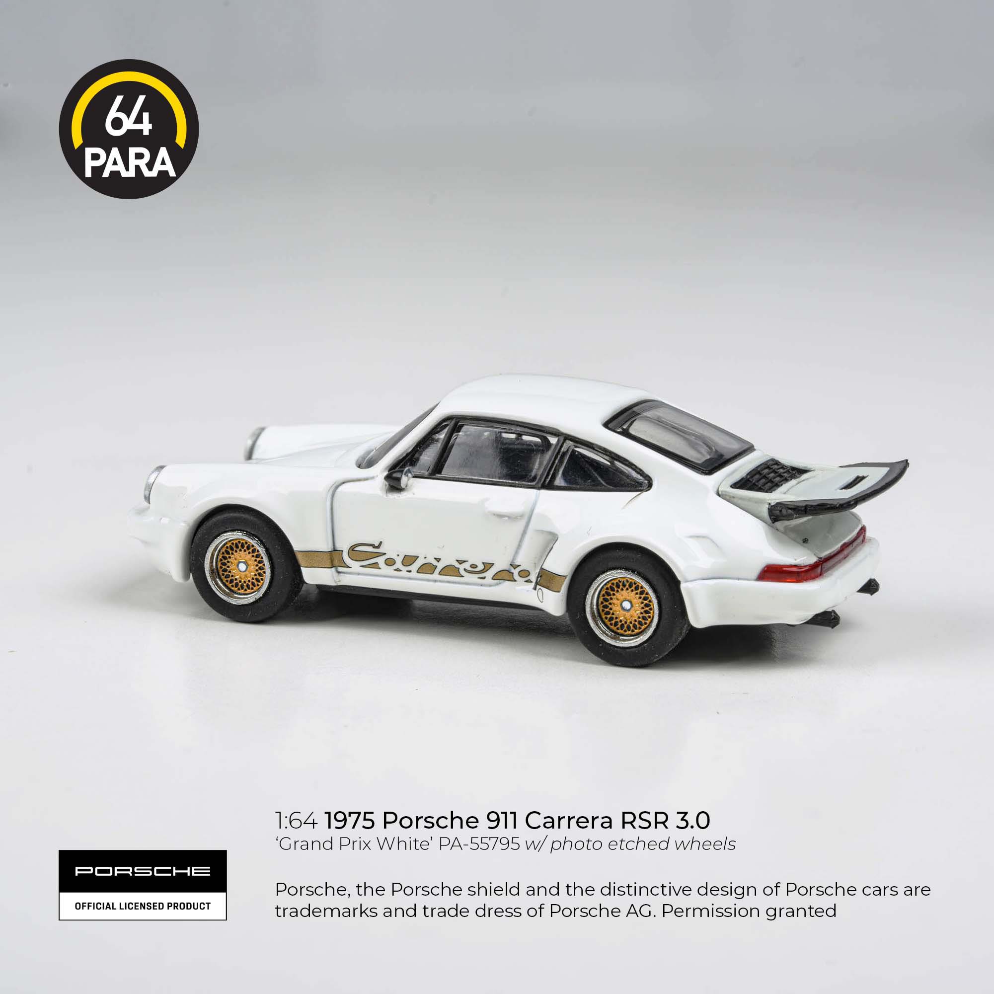 Para64 1/64 1975 Porsche 911 Carrera RSR 3.0 ‘Grand Prix White’ PA55795 Diecast Scale Model Car