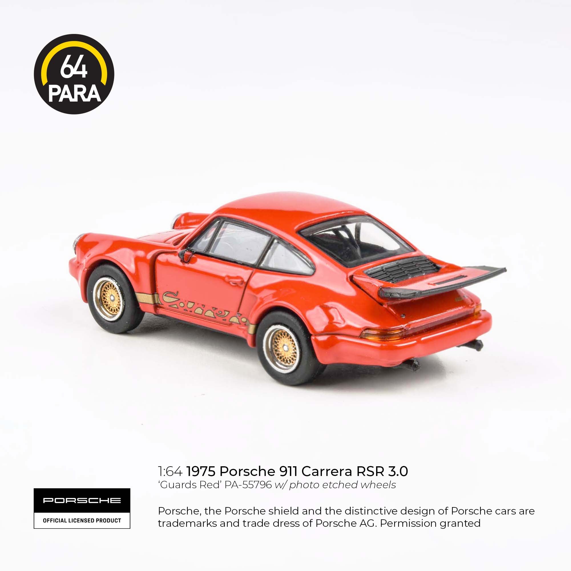 Para64 1/64 1975 Porsche 911 Carrera RSR 3.0 Guards Red PA55796 Diecast Scale Model Car