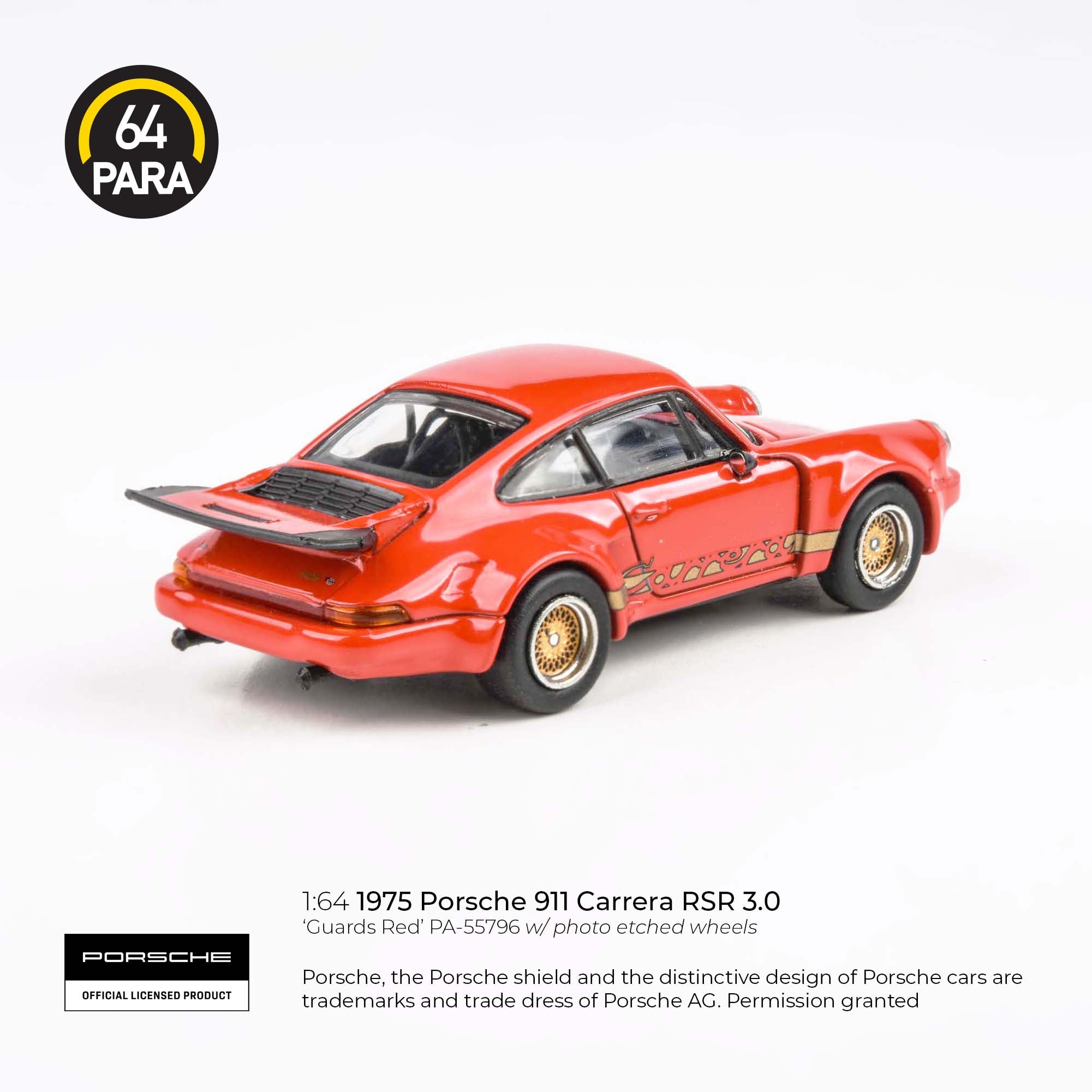 Para64 1/64 1975 Porsche 911 Carrera RSR 3.0 Guards Red PA55796 Diecast Scale Model Car