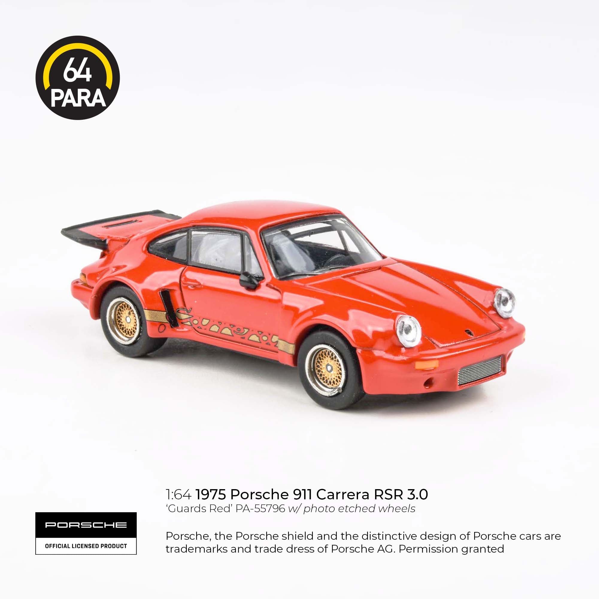 Para64 1/64 1975 Porsche 911 Carrera RSR 3.0 Guards Red PA55796 Diecast Scale Model Car