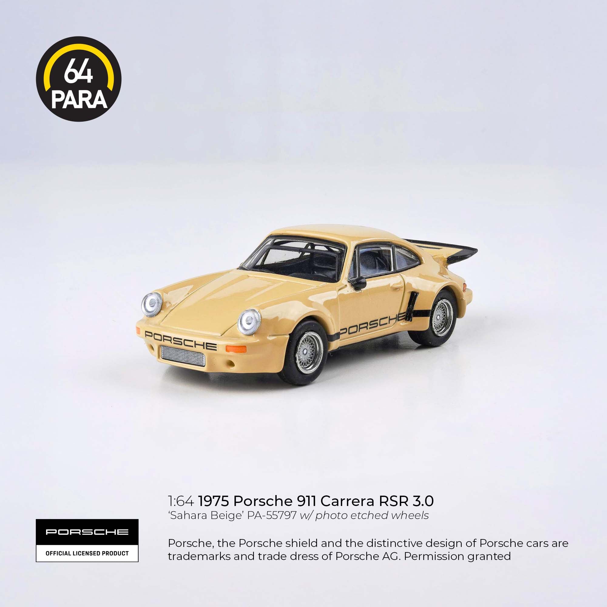 Para64 1/64 1975 Porsche 911 Carrera RSR 3.0 Sahara Beige PA55797 Diecast Scale Model Car