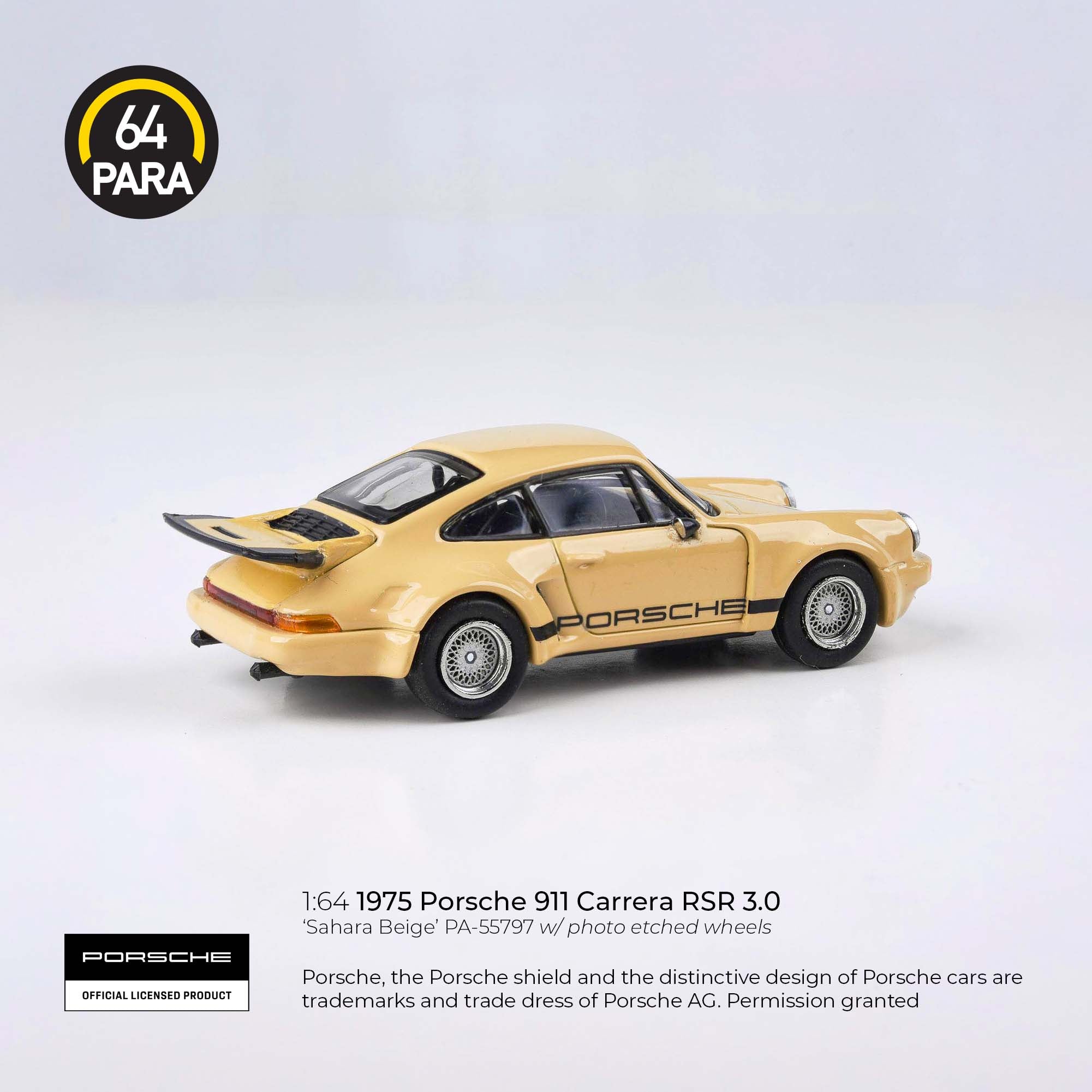 Para64 1/64 1975 Porsche 911 Carrera RSR 3.0 Sahara Beige PA55797 Diecast Scale Model Car