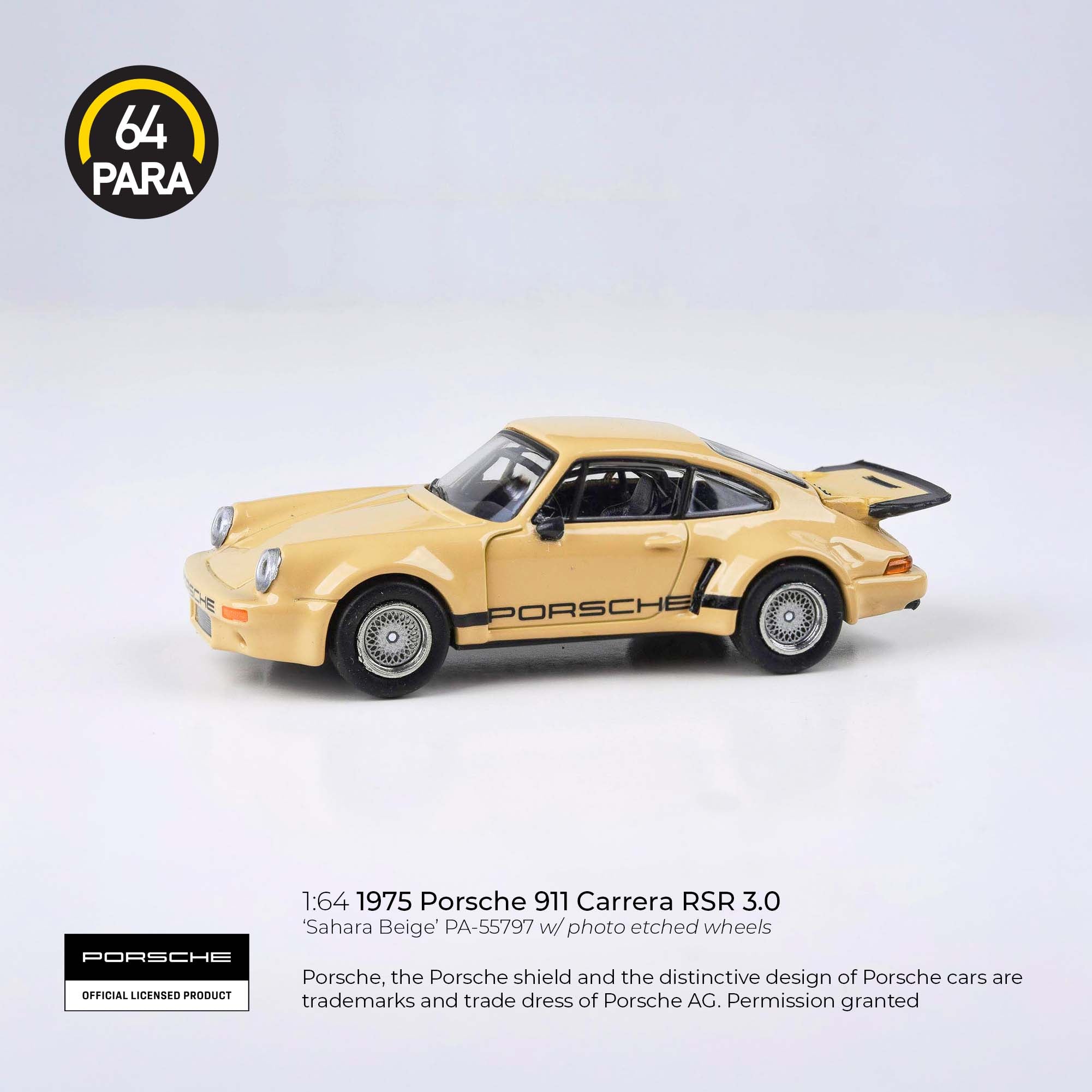 Para64 1/64 1975 Porsche 911 Carrera RSR 3.0 Sahara Beige PA55797 Diecast Scale Model Car
