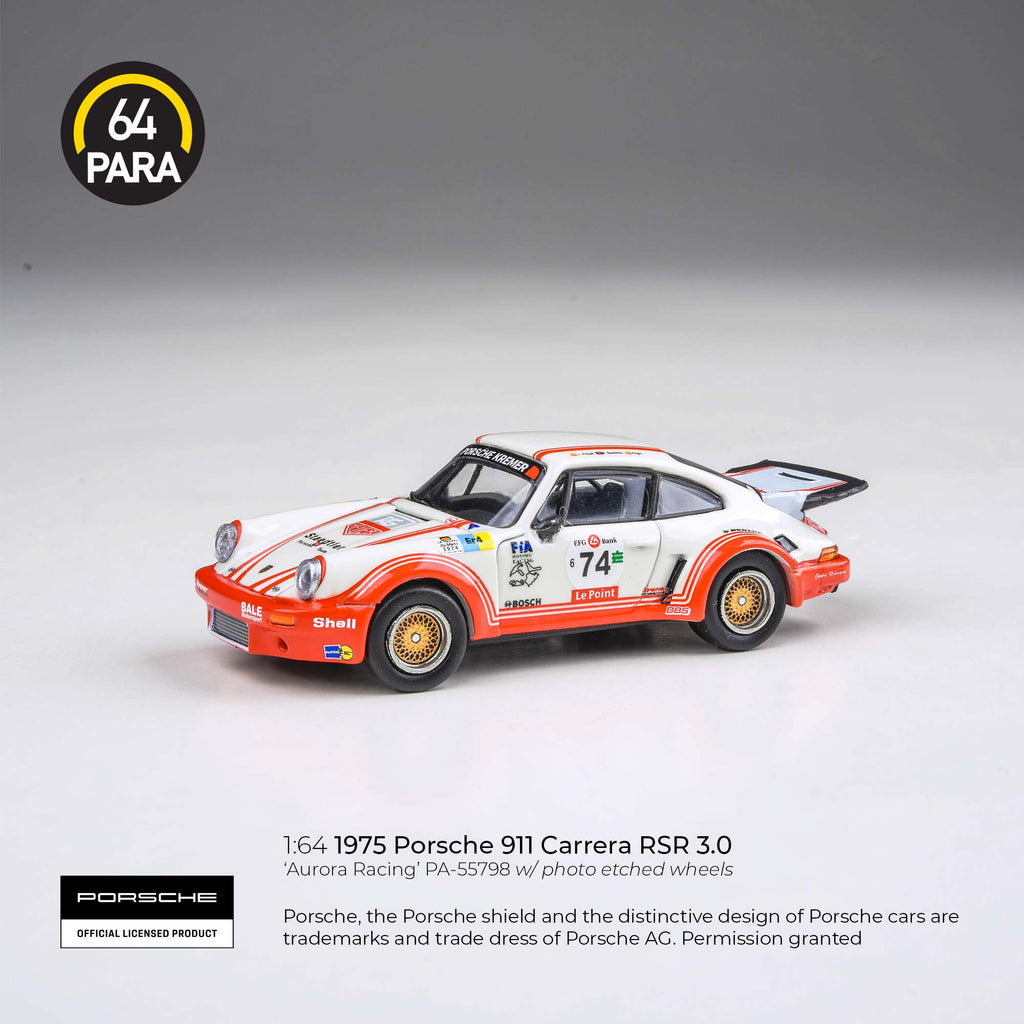 Para64 1/64 1975 Porsche 911 Carrera RSR 3.0 Aurora Racing PA55798 Diecast Scale Model Car