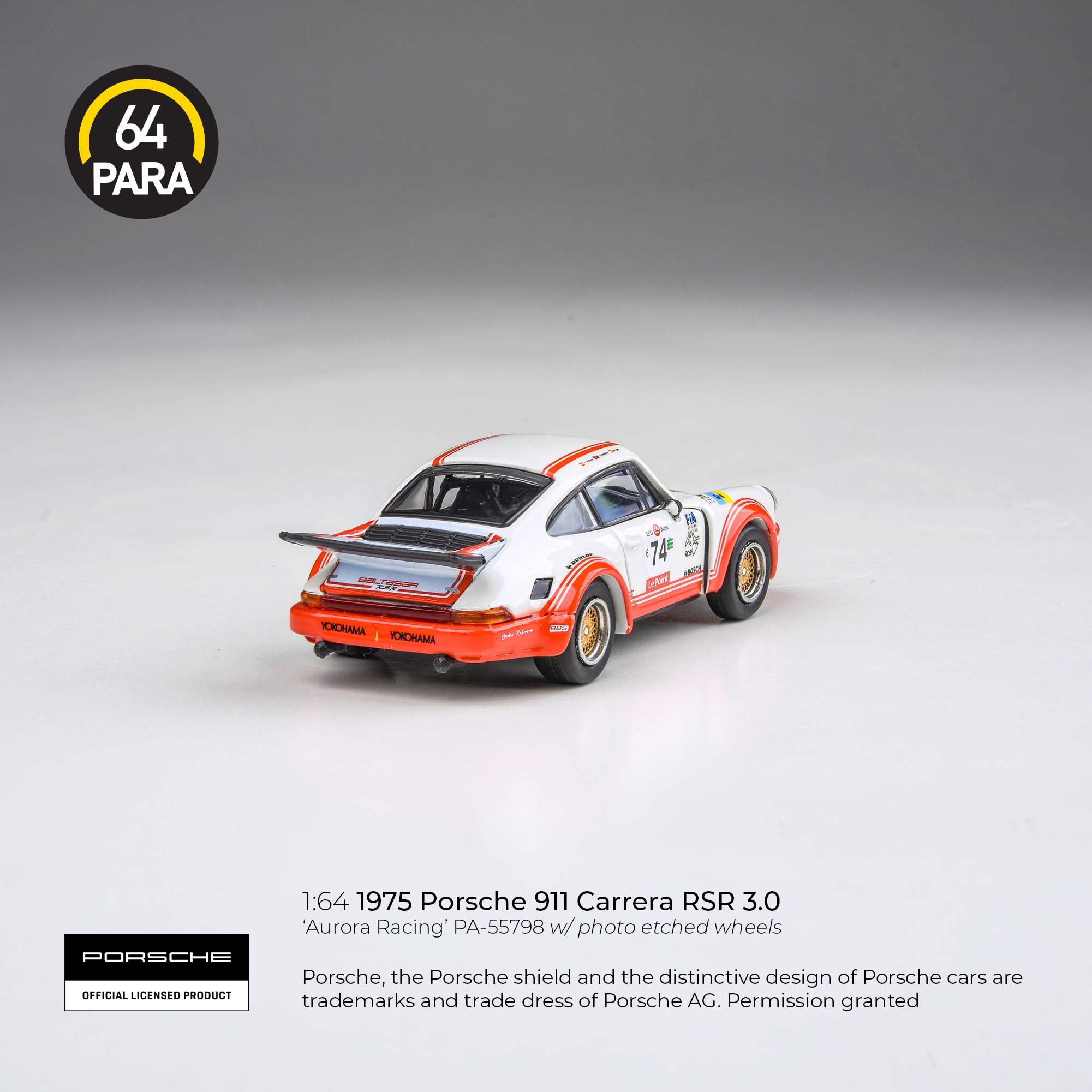 Para64 1/64 1975 Porsche 911 Carrera RSR 3.0 Aurora Racing PA55798 Diecast Scale Model Car