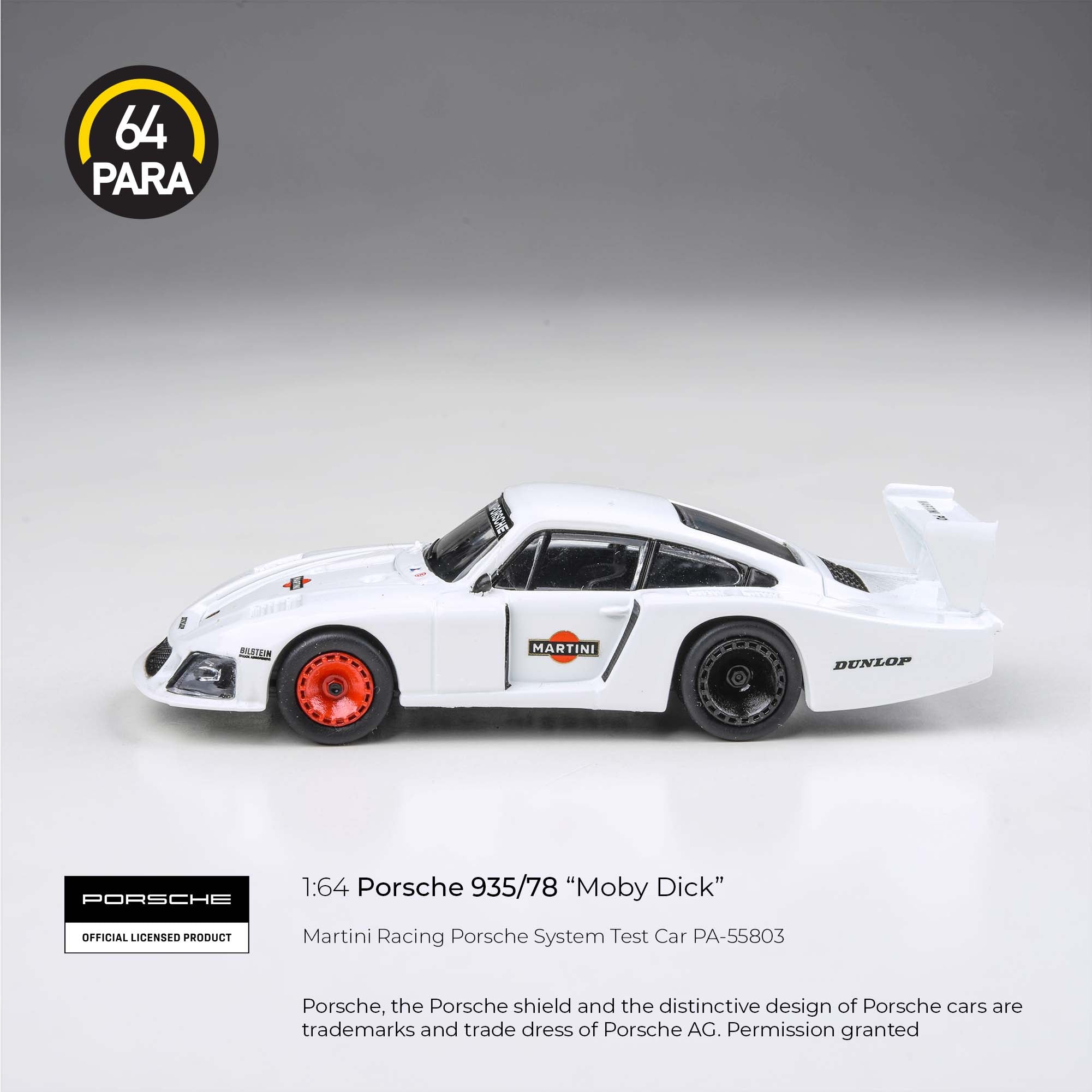 Para64 1/64 Porsche 935/78 “Moby Dick” Martini Racing Porsche System Test Car PA55803 Diecast Scale Model Car