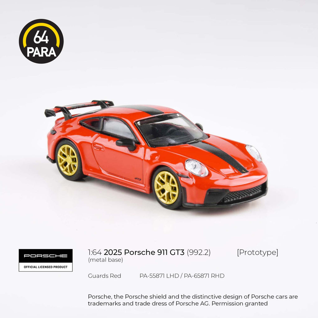 Para64 1/64 2025 Porsche 911 GT3 (992.2) Guards Red PA55871 Diecast Scale Model Car