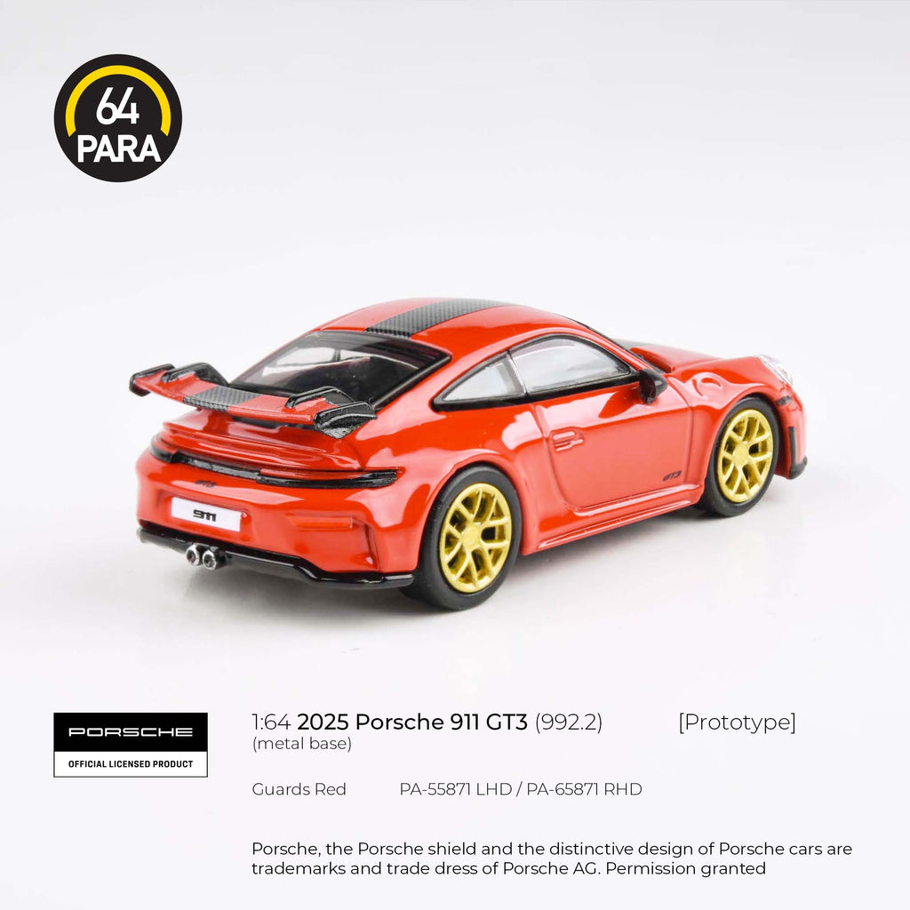 Para64 1/64 2025 Porsche 911 GT3 (992.2) Guards Red PA55871 Diecast Scale Model Car