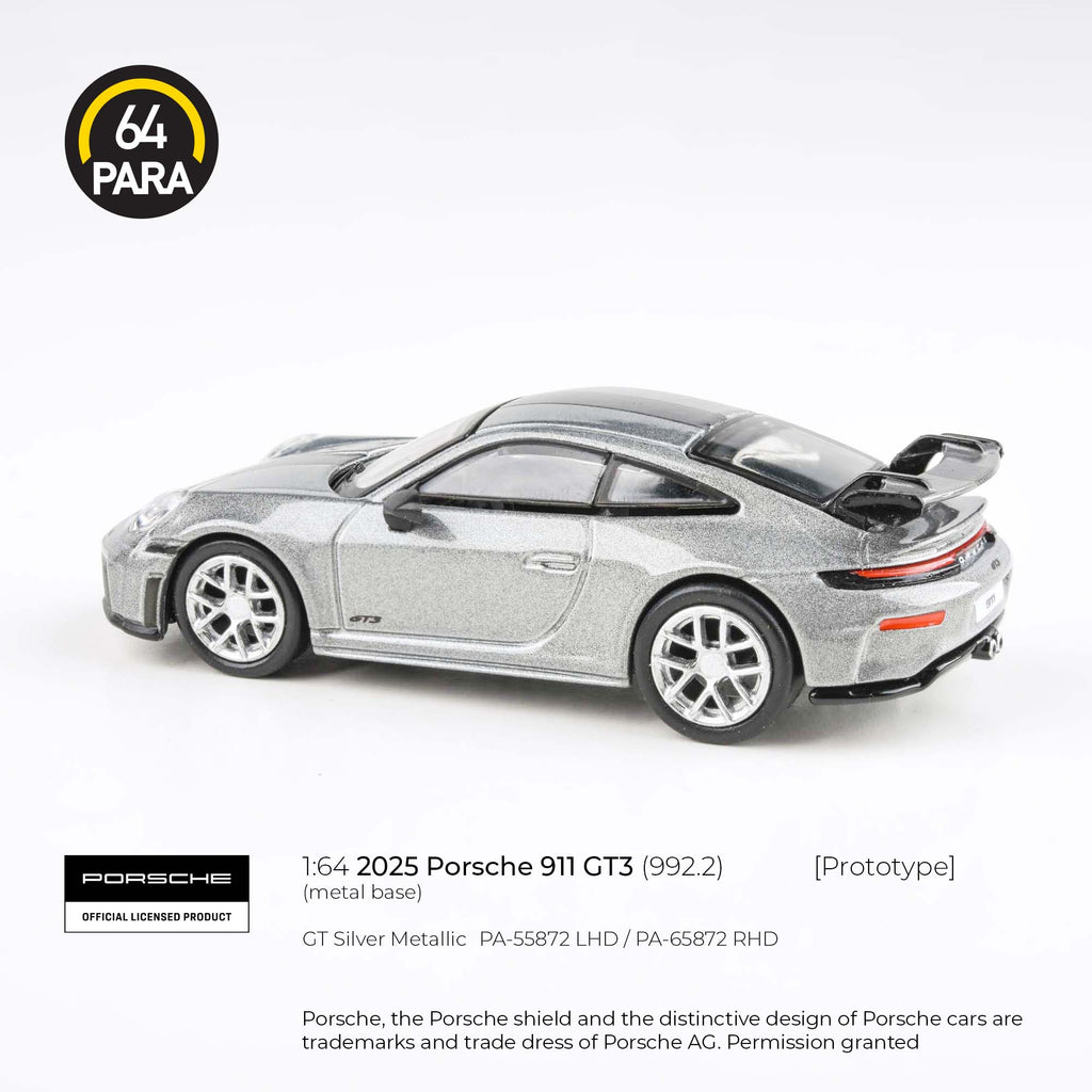 Para64 1/64 2025 Porsche 911 GT3 (992.2) GT Silver Metallic PA55872 Diecast Scale Model Car