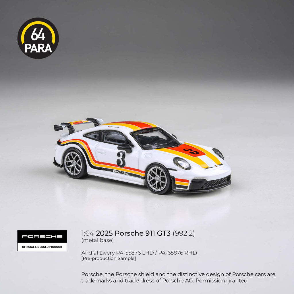 Para64 1/64 2025 Porsche 911 GT3 (992.2) Andial Livery PA55876 Diecast Scale Model Car