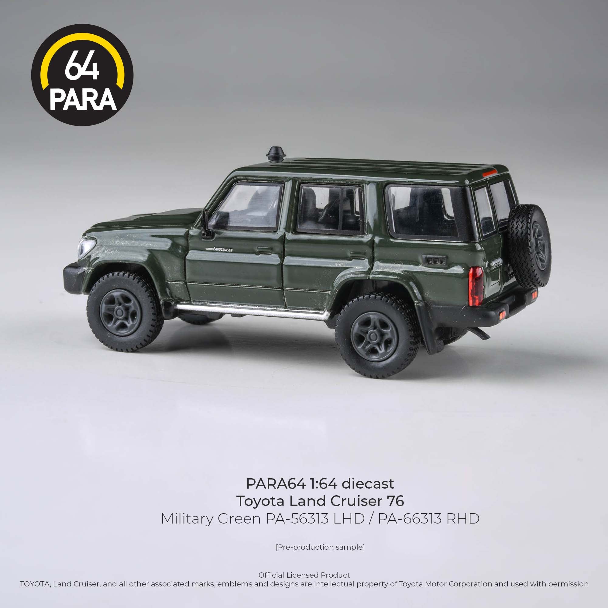Para64 1/64 Toyota Land Cruiser 76 Military Green PA56313 Diecast Scale Model Car