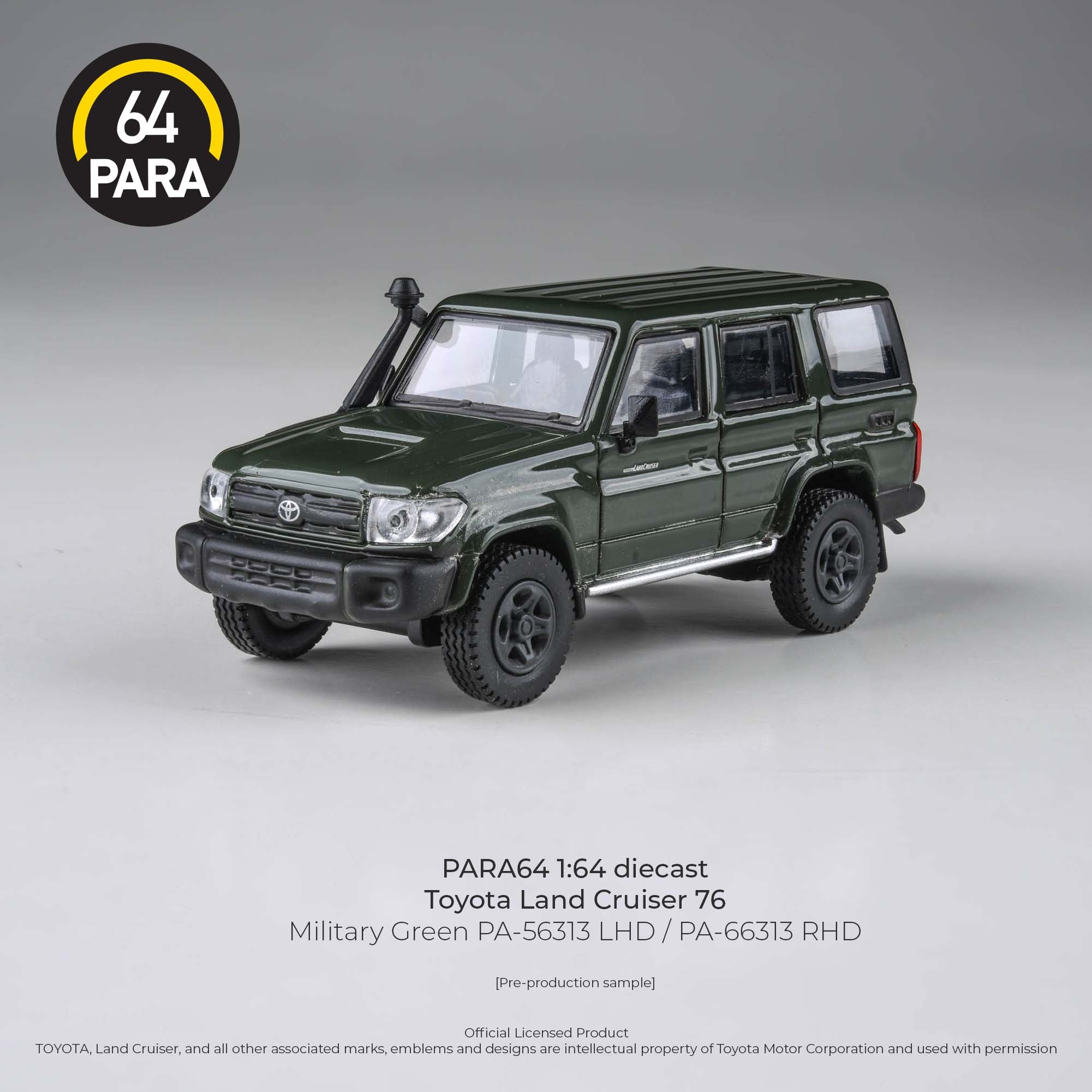 Para64 1/64 Toyota Land Cruiser 76 Military Green PA56313 Diecast Scale Model Car