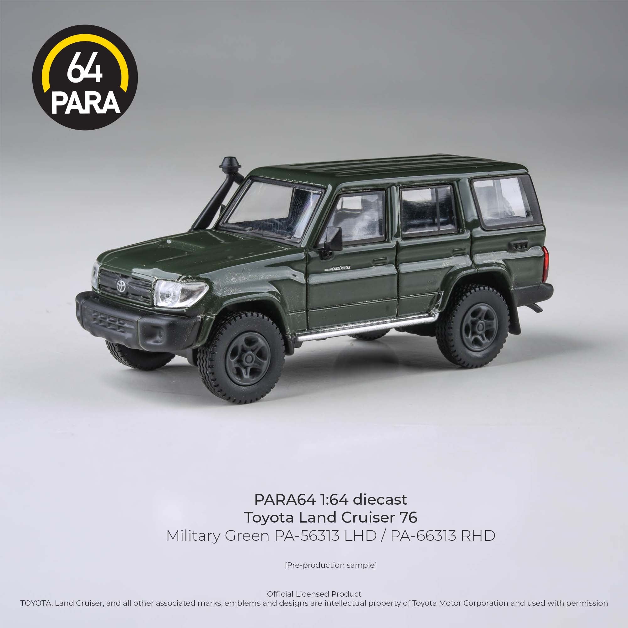 Para64 1/64 Toyota Land Cruiser 76 Military Green PA56313 Diecast Scale Model Car