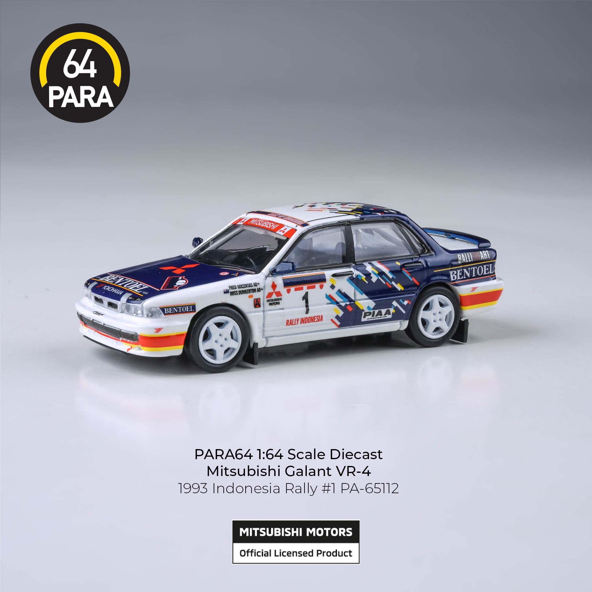 Para64 1/64 Mitsubishi Galant VR-4 1993 Indonesia Rally #1 PA65112 Diecast Scale Model Car