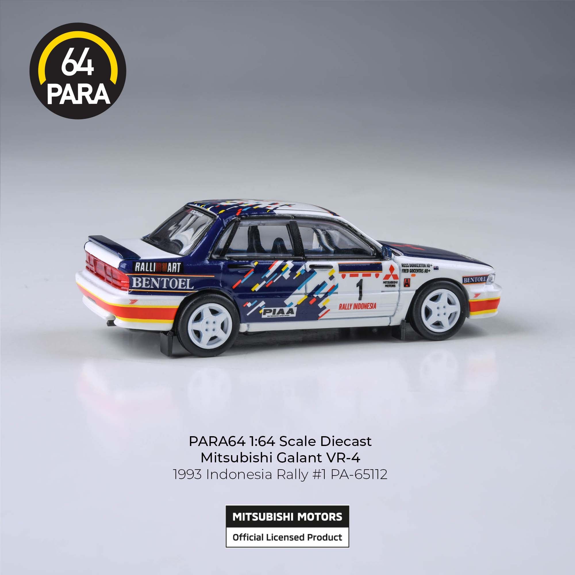 Para64 1/64 Mitsubishi Galant VR-4 1993 Indonesia Rally #1 PA65112 Diecast Scale Model Car