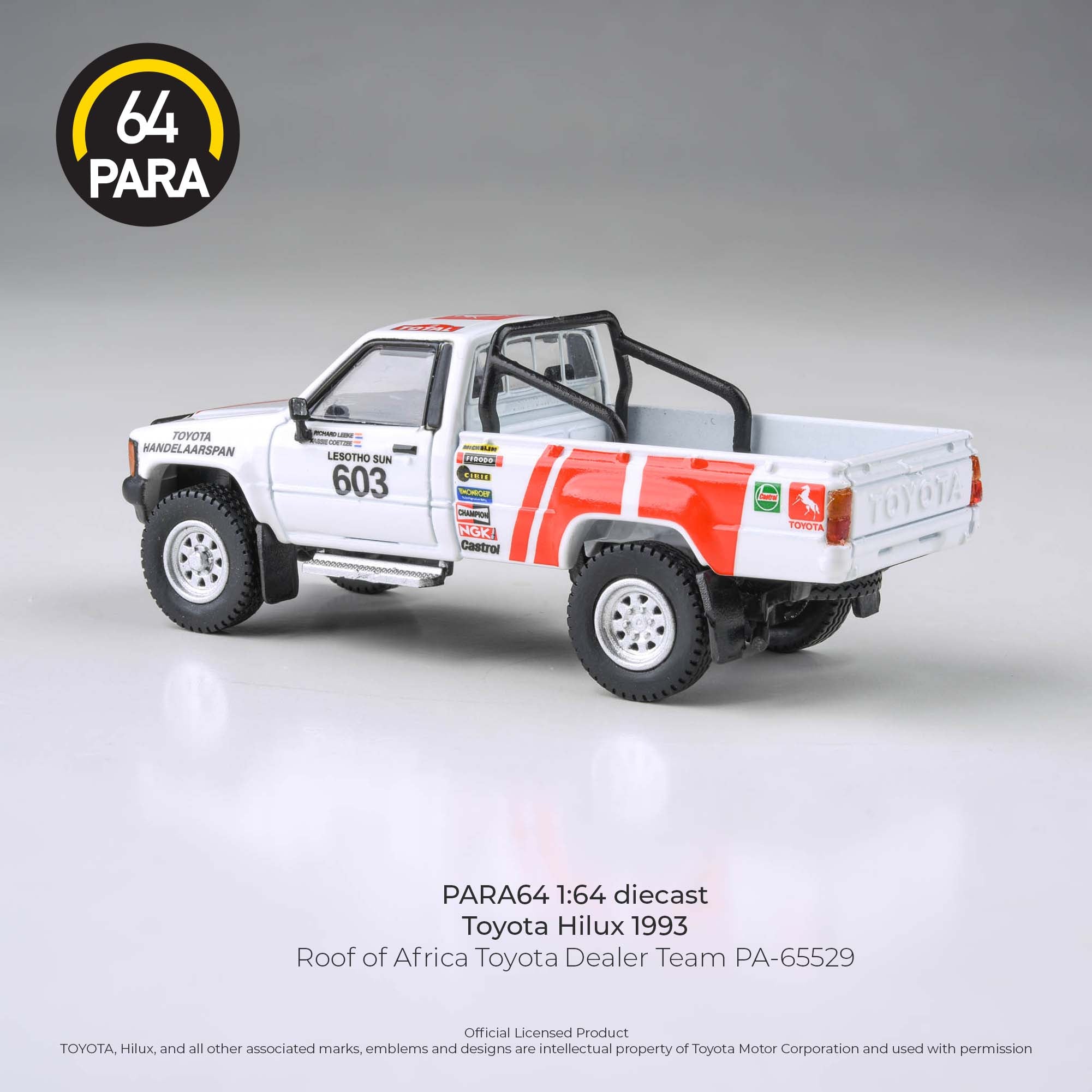 Para64 1/64 Toyota Hilux 1993 Roof Of Africa Toyota Dealer Team PA65529 Diecast Scale Model Car