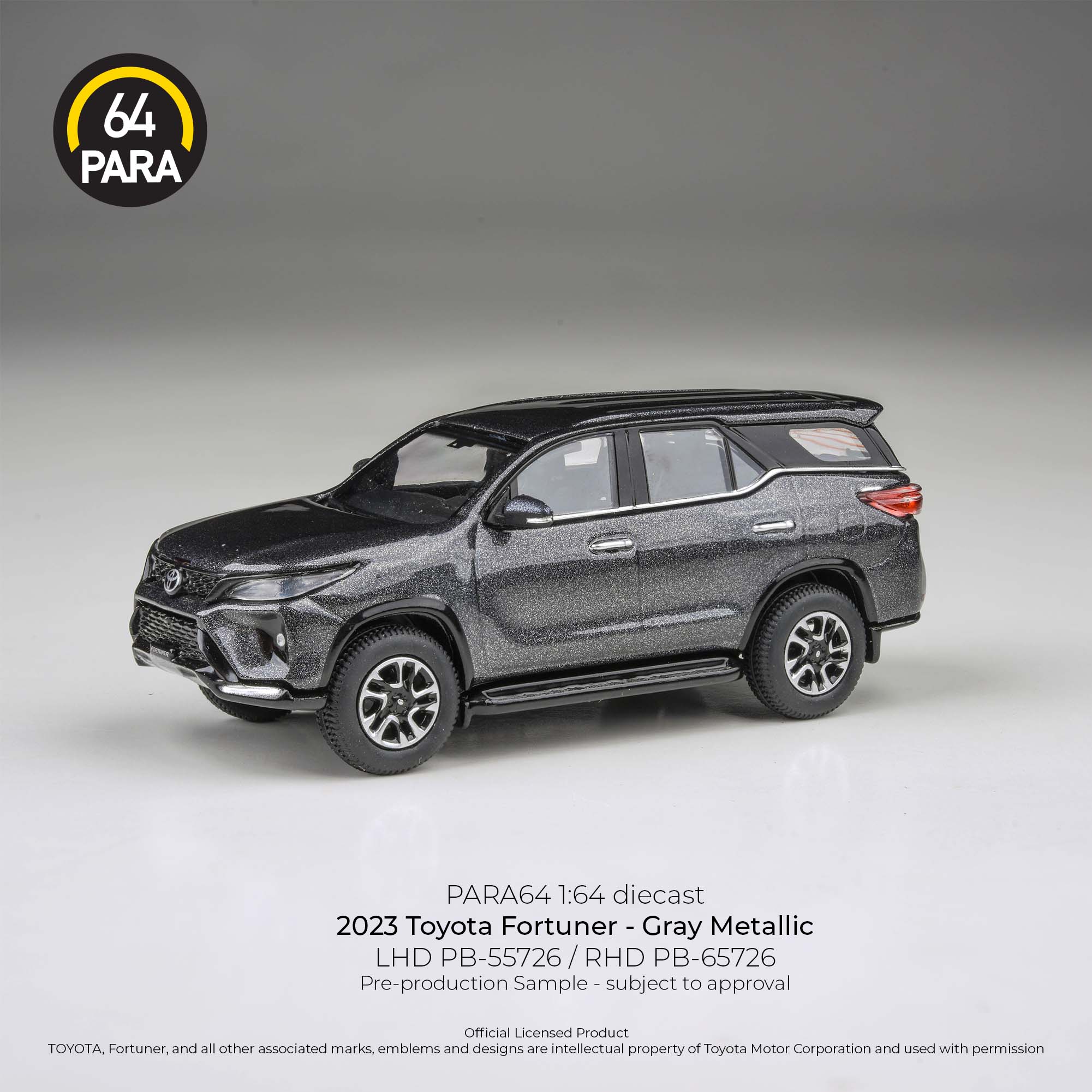 [PRE ORDER] Para64 x Blue and Yellow 1/64 2023 Toyota Fortuner Gray Metallic PB55726 RELEASE  3 Diecast Scale Model