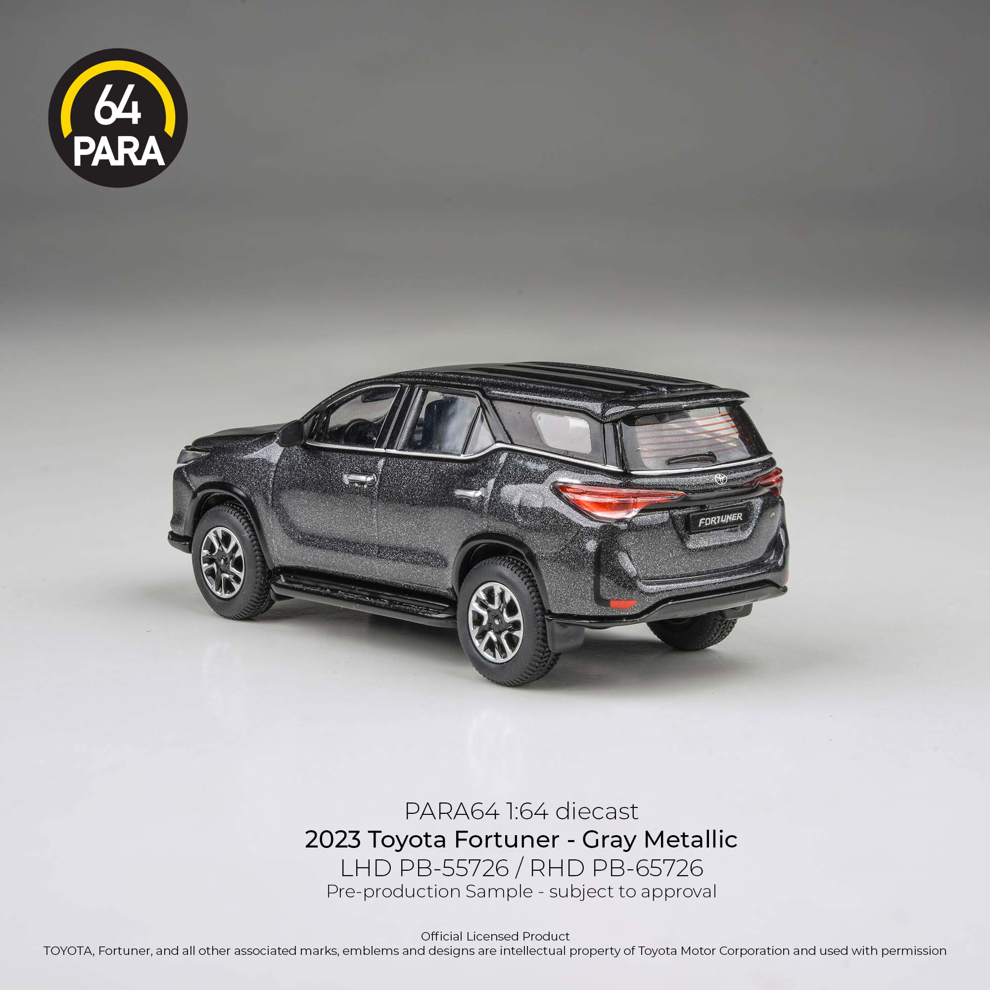 [PRE ORDER] Para64 x Blue and Yellow 1/64 2023 Toyota Fortuner Gray Metallic PB55726 RELEASE  3 Diecast Scale Model