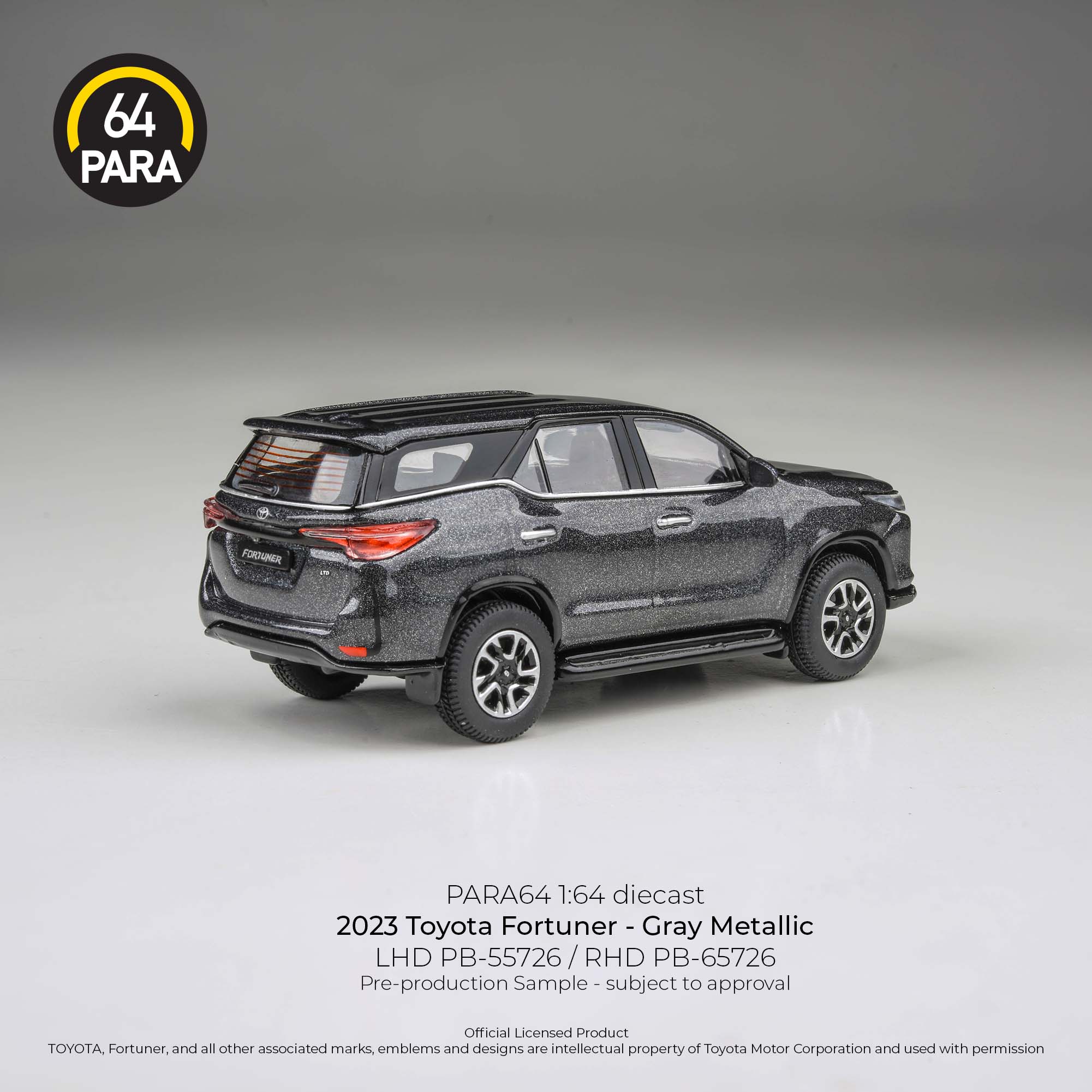 [PRE ORDER] Para64 x Blue and Yellow 1/64 2023 Toyota Fortuner Gray Metallic PB55726 RELEASE  3 Diecast Scale Model